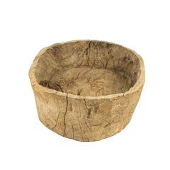 Unique Hand Carved Sabino Wood through Bowl Found in Zacatecas, Mexico, ca. 1890