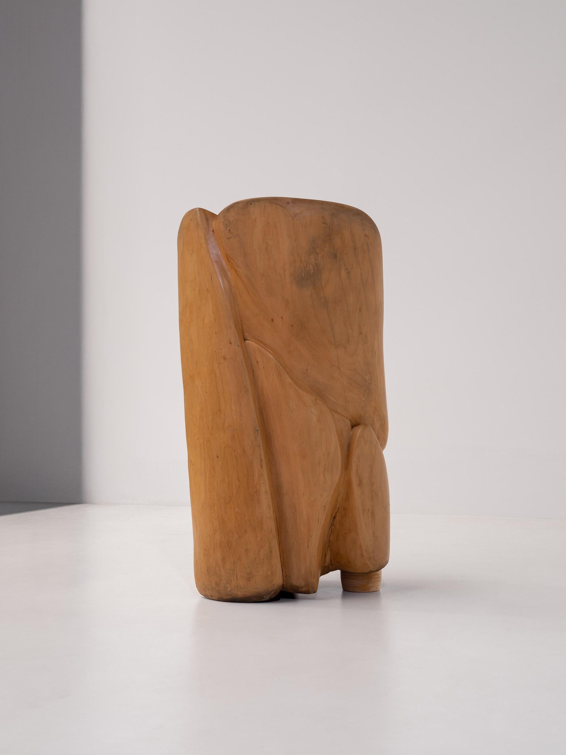 Organique Chaise trône en bois sculpturale unique, sculptée à la main, France, années 1970 en vente