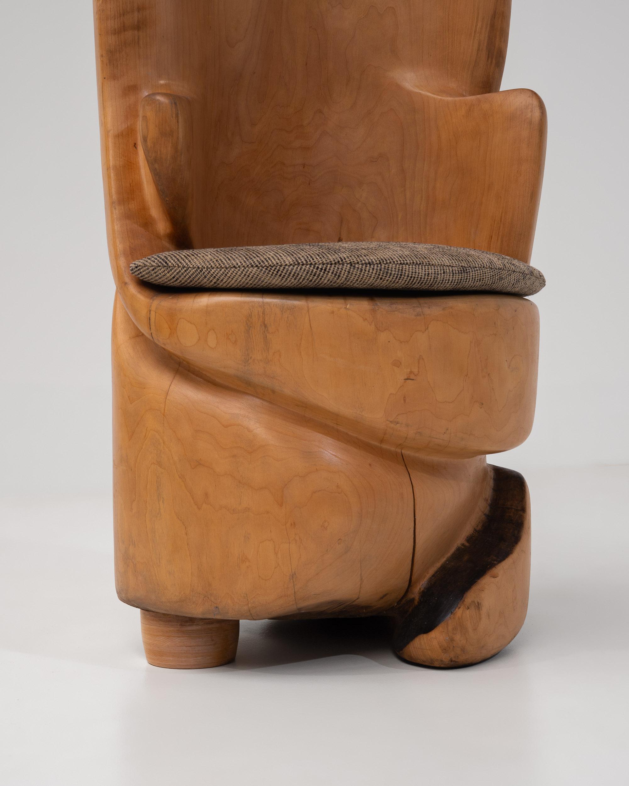 Chaise trône en bois sculpturale unique, sculptée à la main, France, années 1970 en vente 1