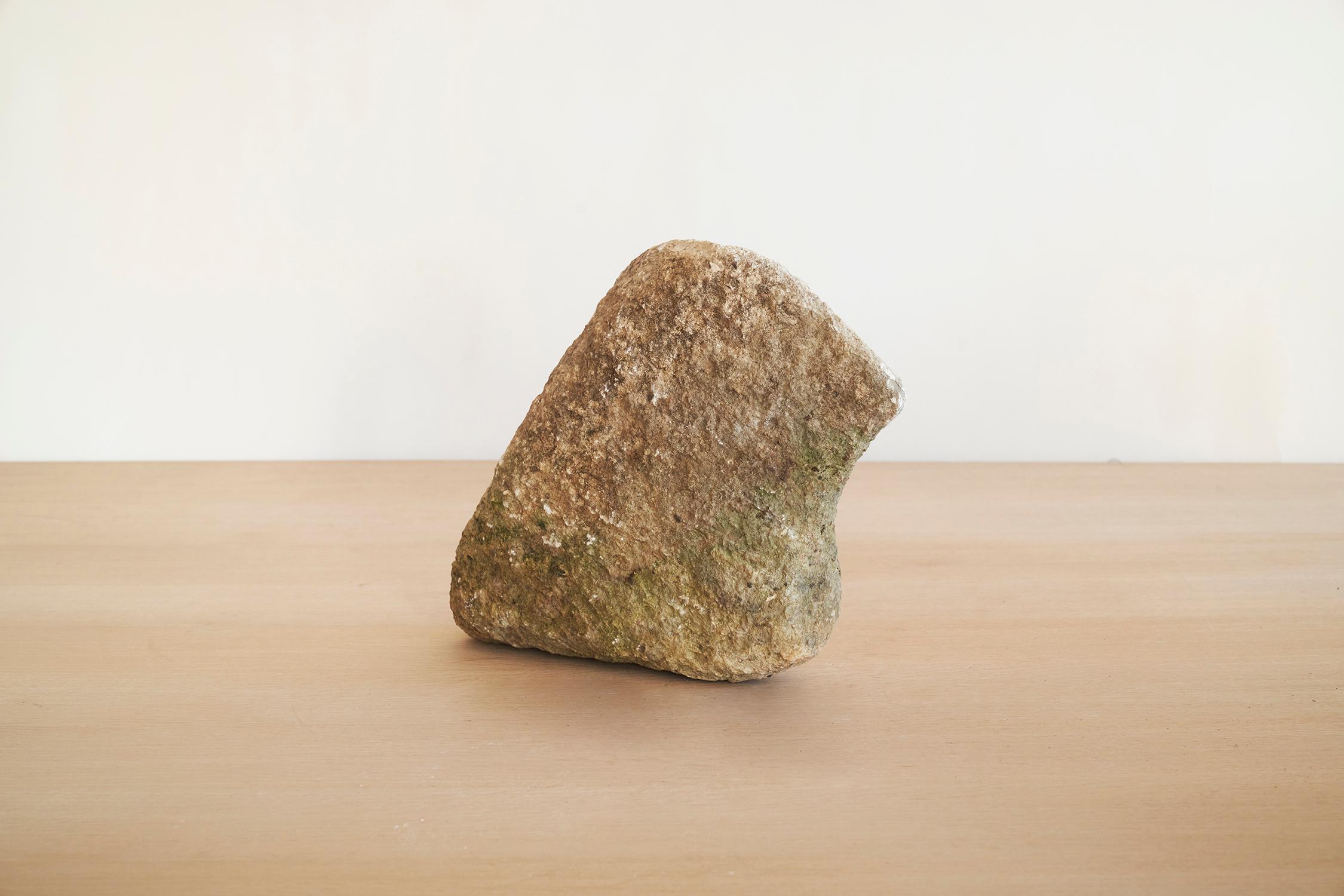 Unique hand-carved stone sculpture by Jean-Baptiste Van den Heede
Unique piece
Dimensions: D 8 x W 30 x H 28 cm
Materials: stone.

Hand-carved stone and aged in nature for 15 years.
Series of sculptures carved in 2007 with the idea of ​​leaving them