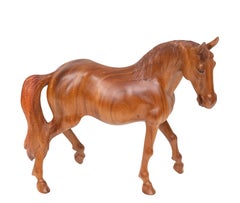 Unique Hand Carved Teak Horse Bali Indonesia 1970s