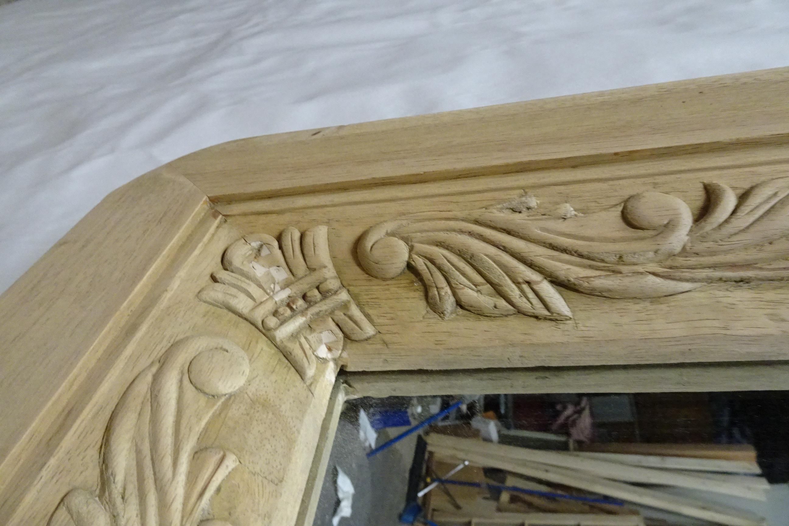 Wood Unique Hand Carved Wall Mirror For Sale