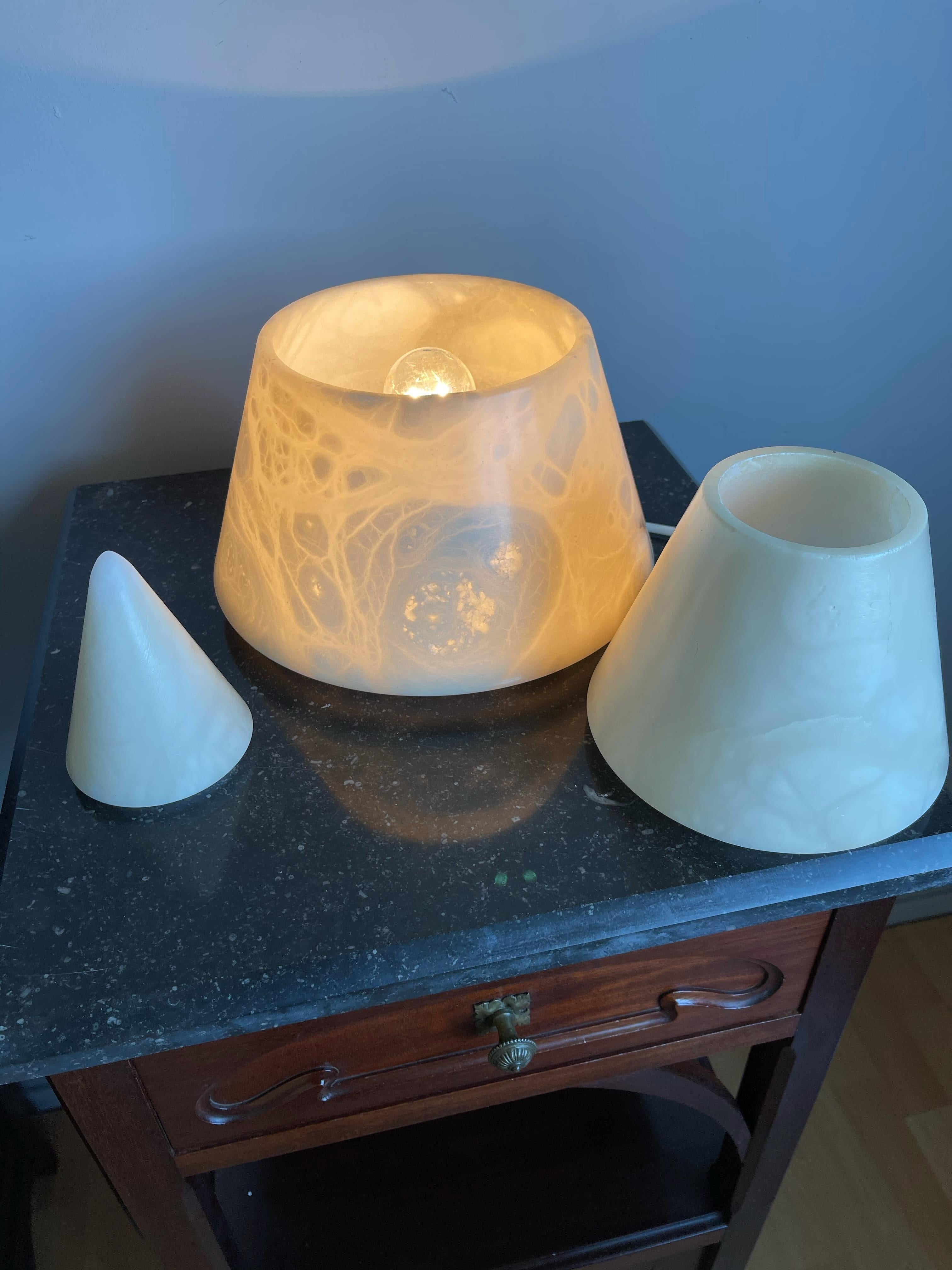 Unique Alabaster Conical Shape Table Lamp / Floor Lamp Light Fixture For Sale 6