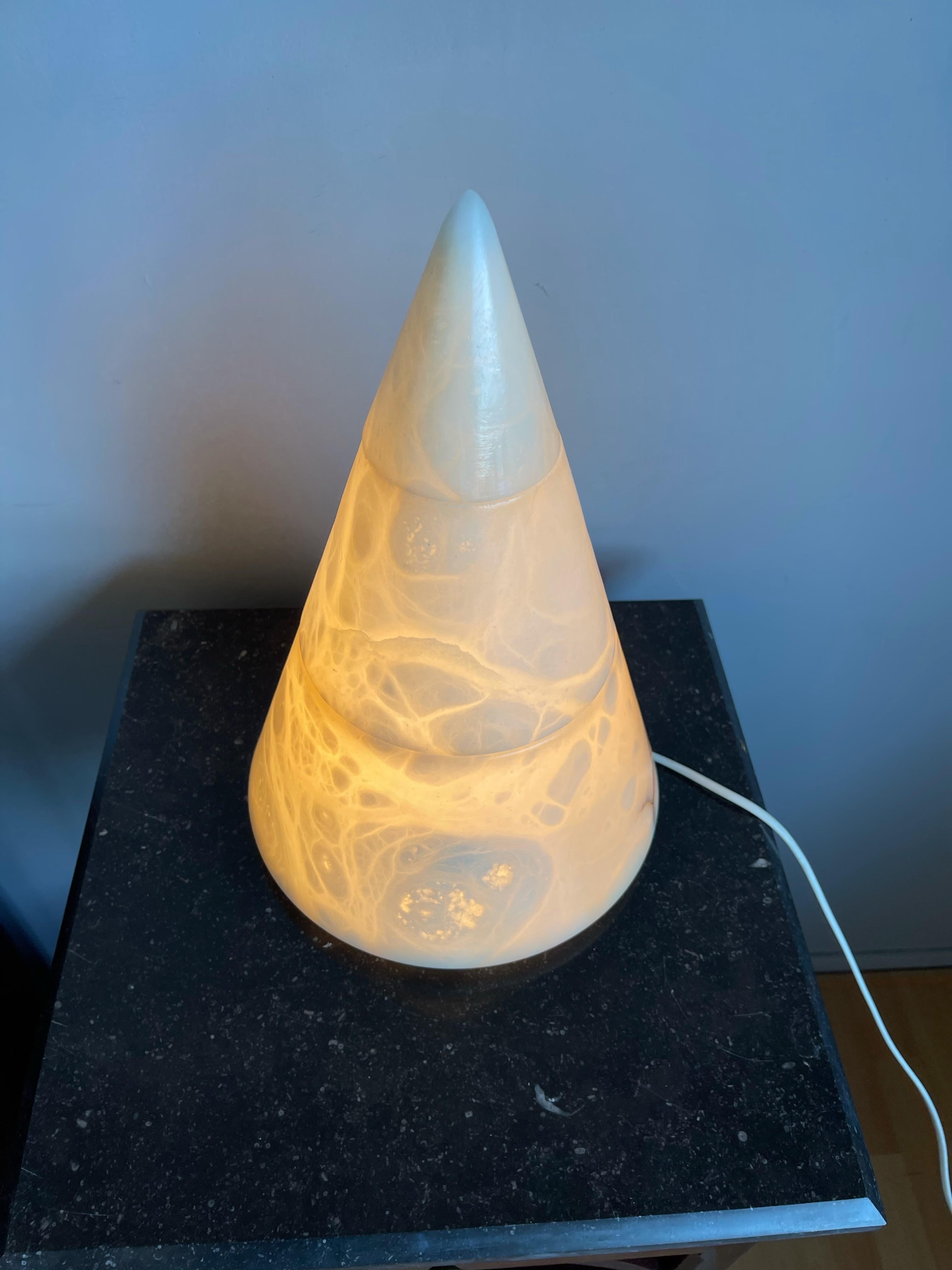 20th Century Unique Alabaster Conical Shape Table Lamp / Floor Lamp Light Fixture For Sale
