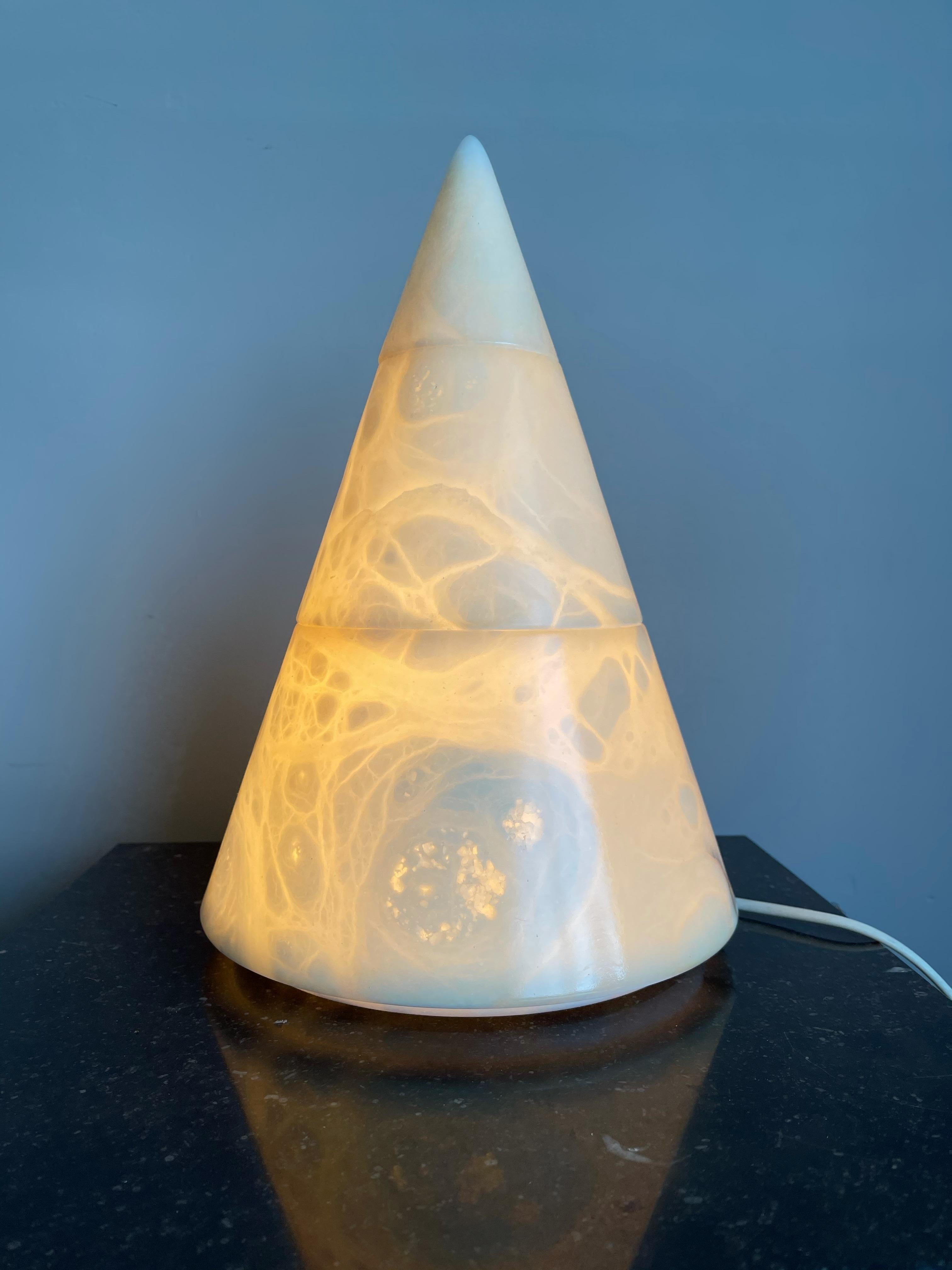 Unique Alabaster Conical Shape Table Lamp / Floor Lamp Light Fixture For Sale 1