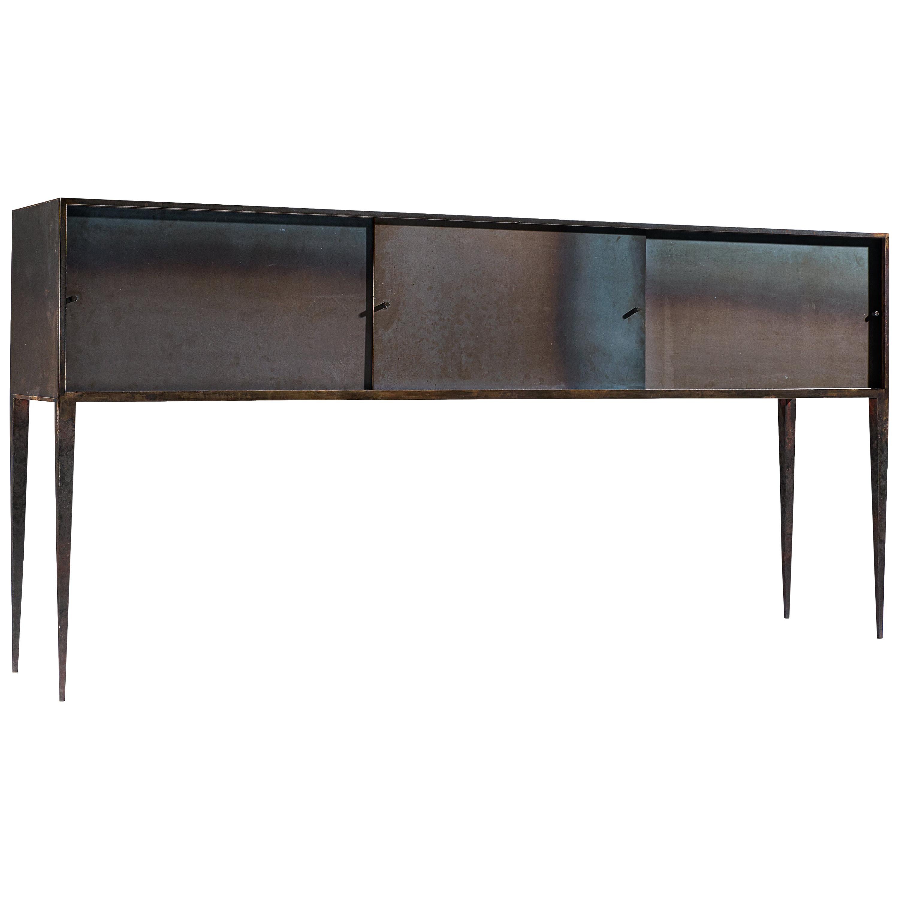 Unique Handcrafted Belgian Sideboard in Wrought Iron by Idir Mecibah