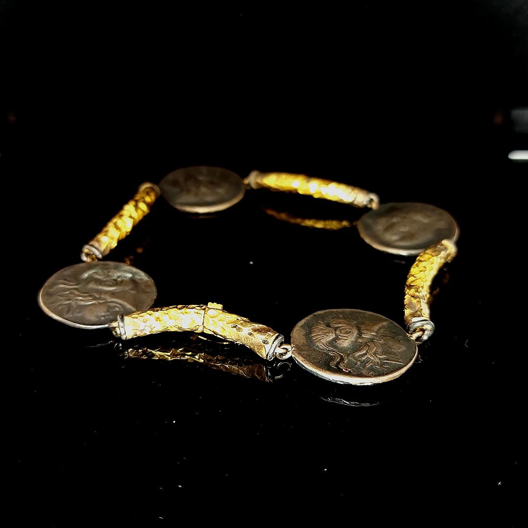 Unique Handcrafted by J.P. De Saedeleer Coin Bracelet 18 Karat Gold For Sale 5