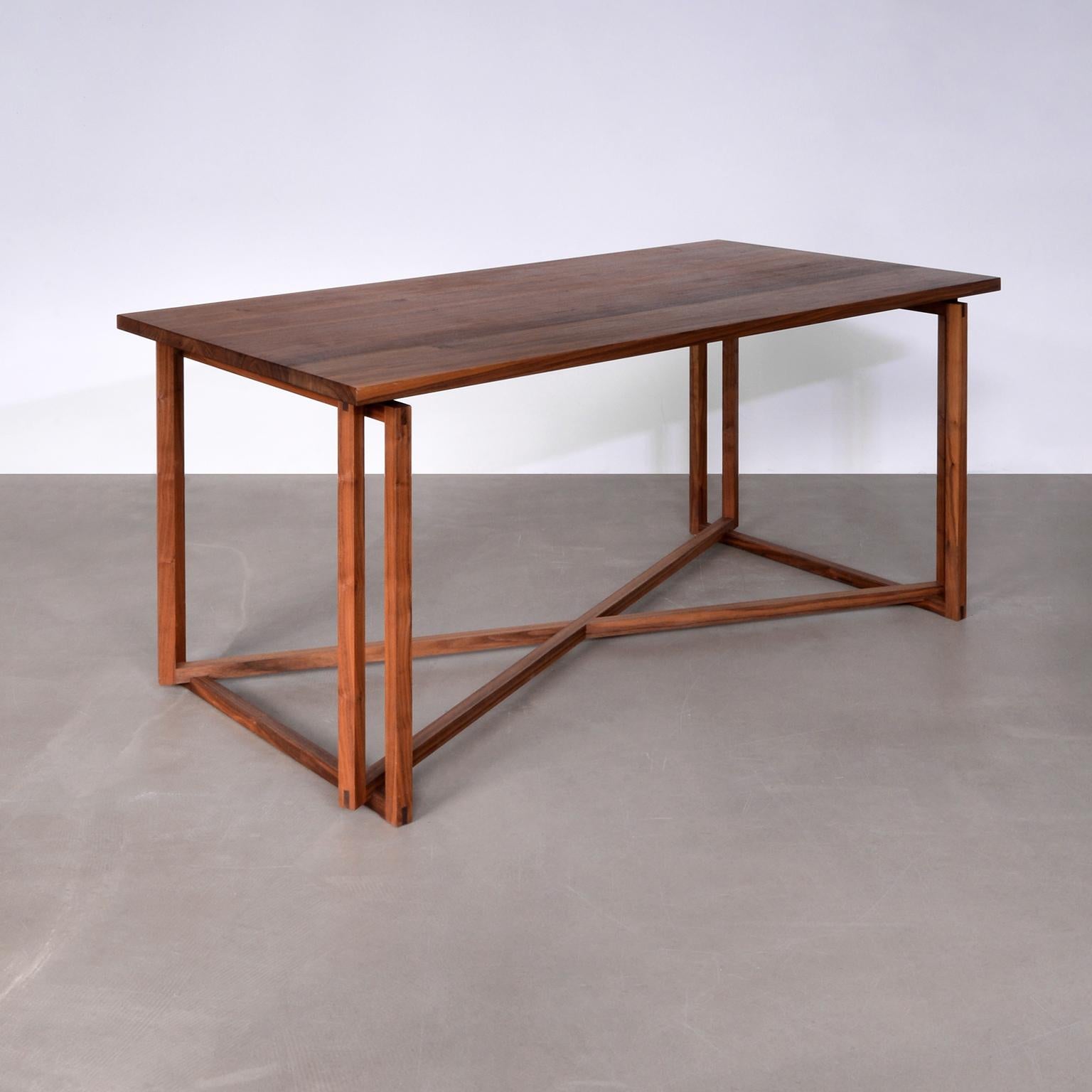 Minimalist Unique Hand Crafted Table in Solid Walnut Wood by Laura Maasry, Berlin, 2020 For Sale