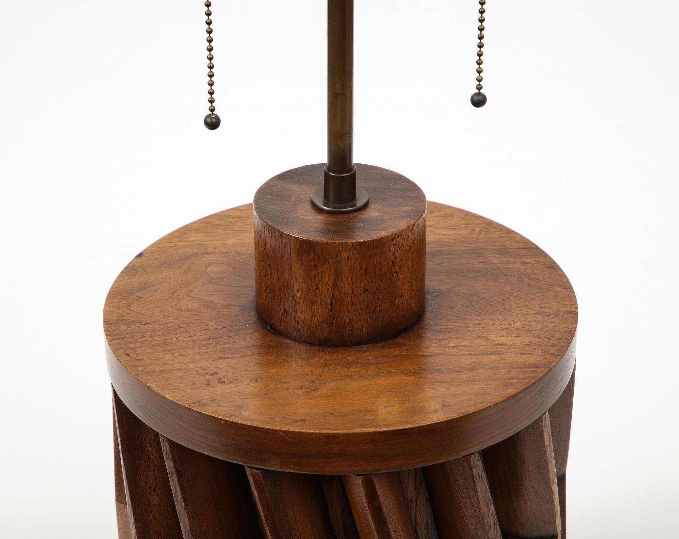 Unique Hand-Made American Walnut Table Lamp, circa 1950 4