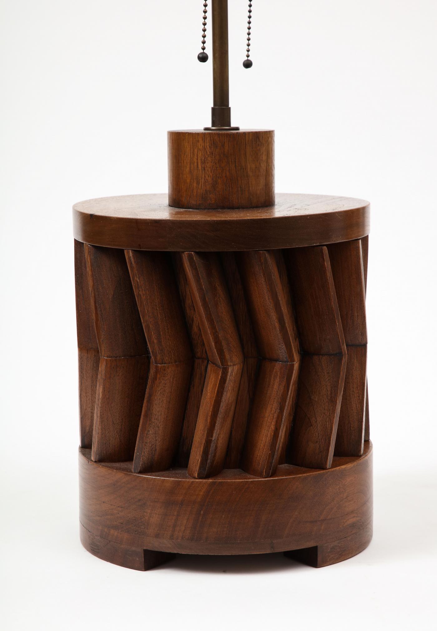 Unique Hand-Made American Walnut Table Lamp, circa 1950 5