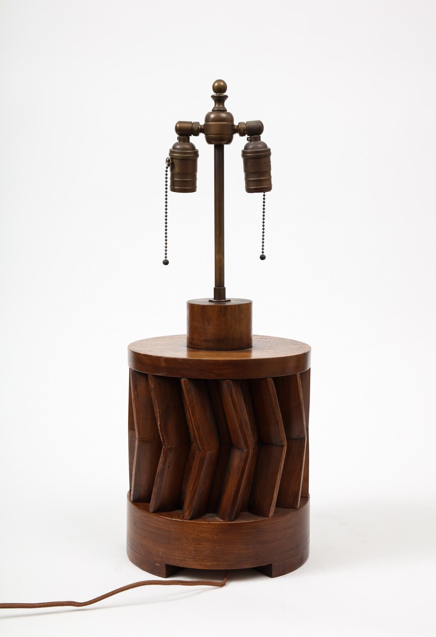 Modern Unique Hand-Made American Walnut Table Lamp, circa 1950