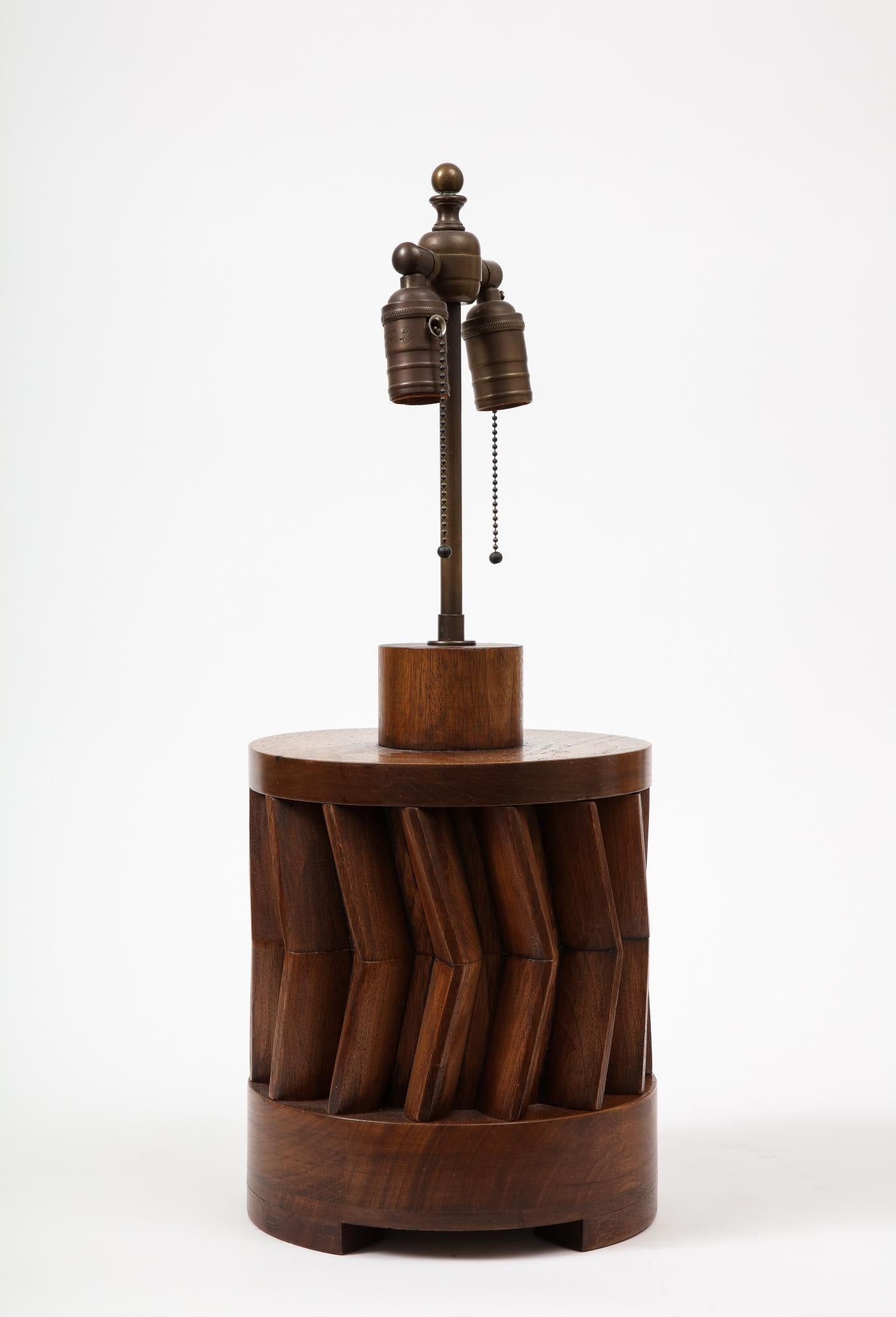 Unique Hand-Made American Walnut Table Lamp, circa 1950 In Excellent Condition In New York City, NY