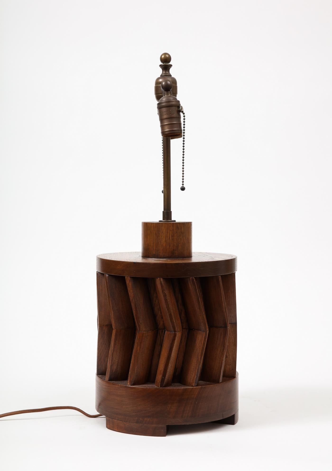 20th Century Unique Hand-Made American Walnut Table Lamp, circa 1950