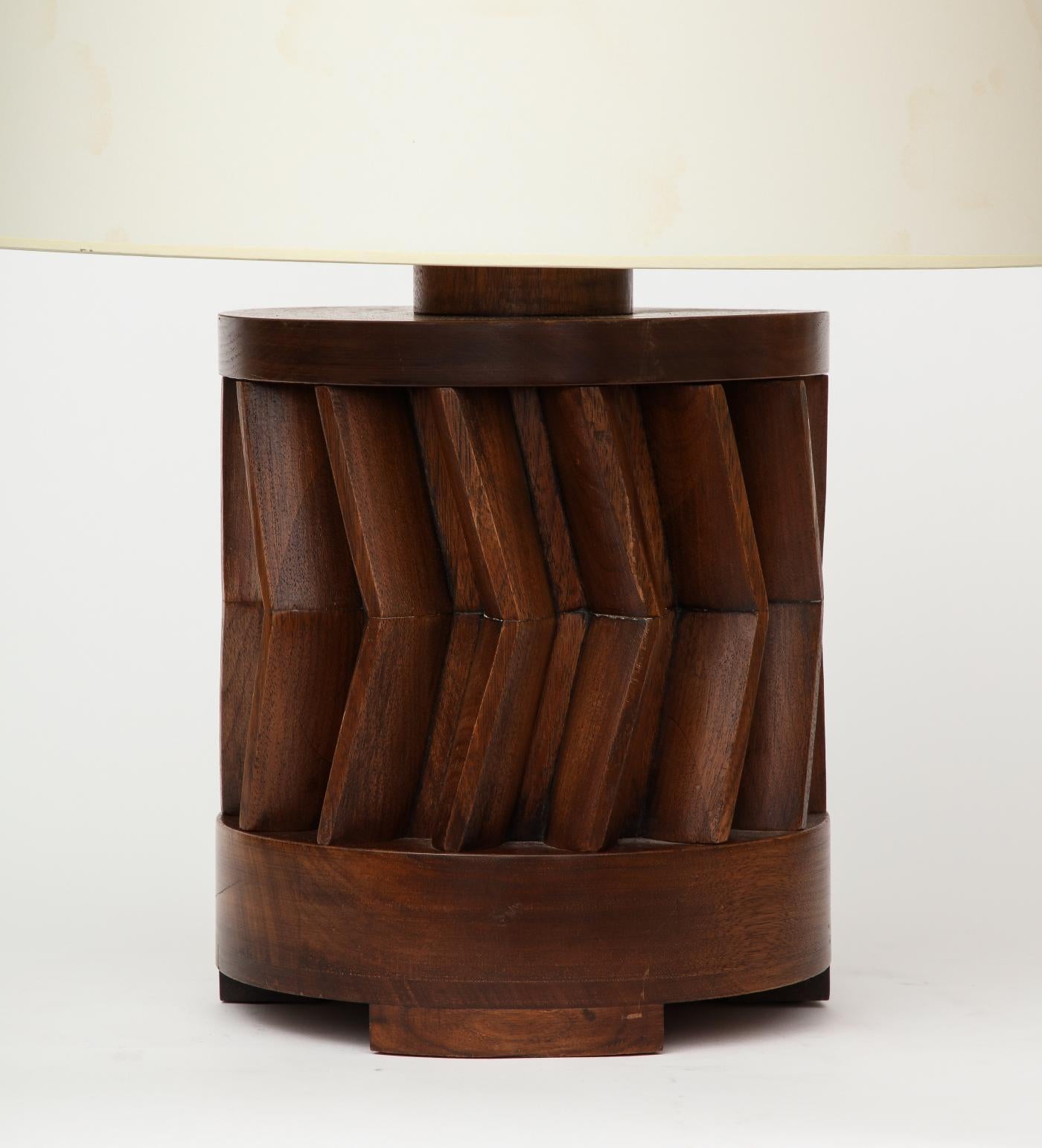 Unique Hand-Made American Walnut Table Lamp, circa 1950 2
