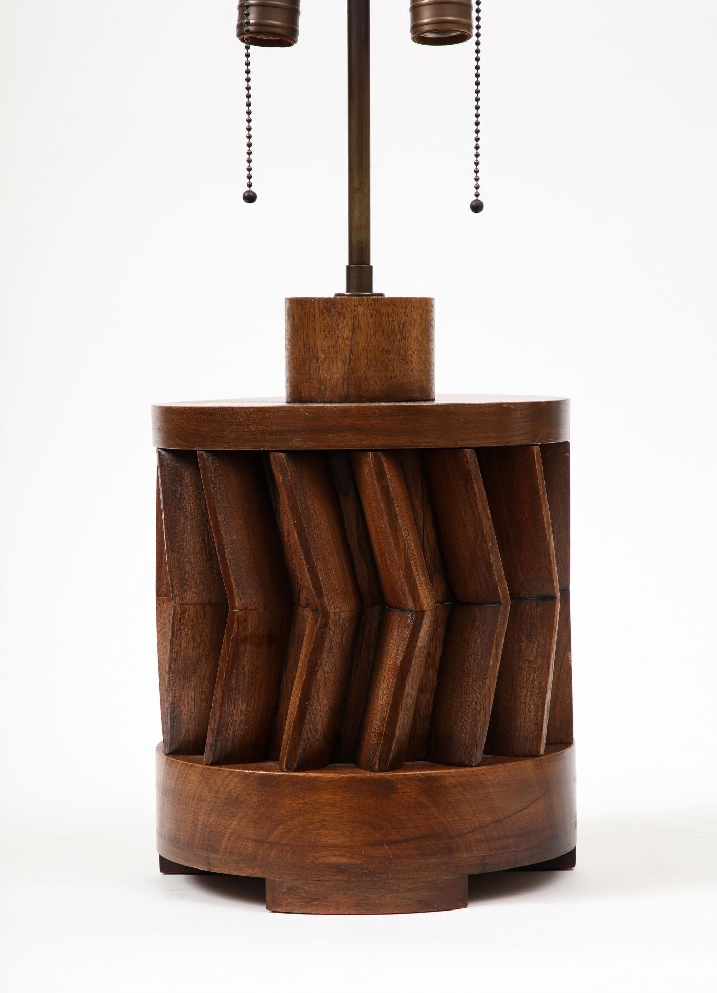 Unique Hand-Made American Walnut Table Lamp, circa 1950 3