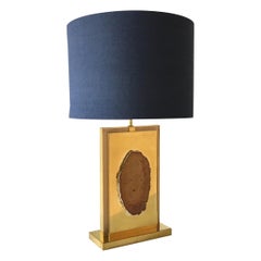 Unique Handmade Brass and Mounted Agate Table Lamp