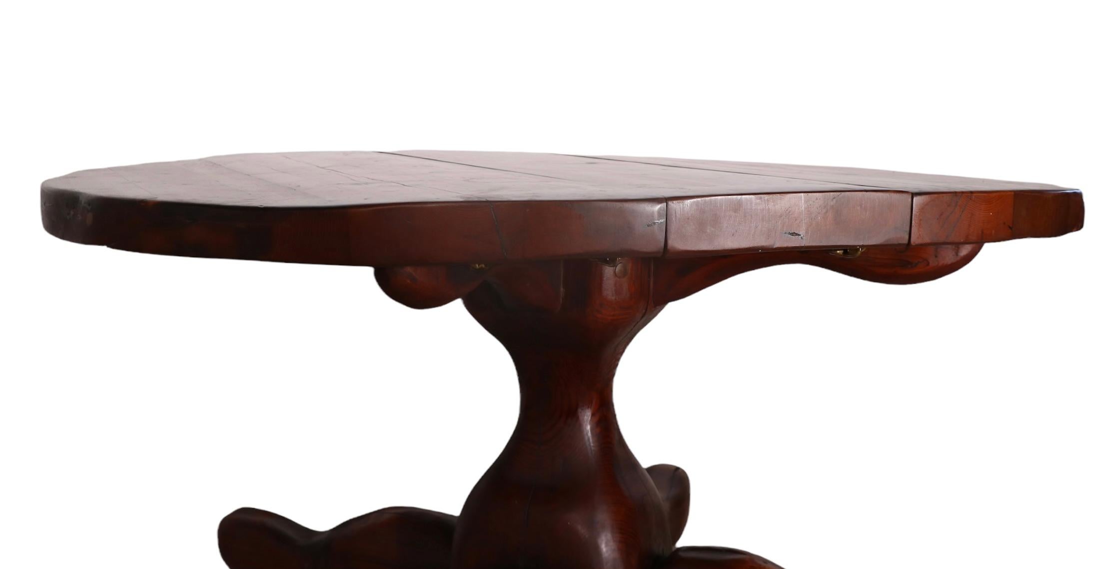 Unique Hand Made Rustic Brutalist Arts and Crafts Dining Table Solid Pine 1970s For Sale 4
