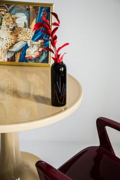 Unique Hand Painted Black and Blue Red Vase, 20th Century, Europe, 2000s