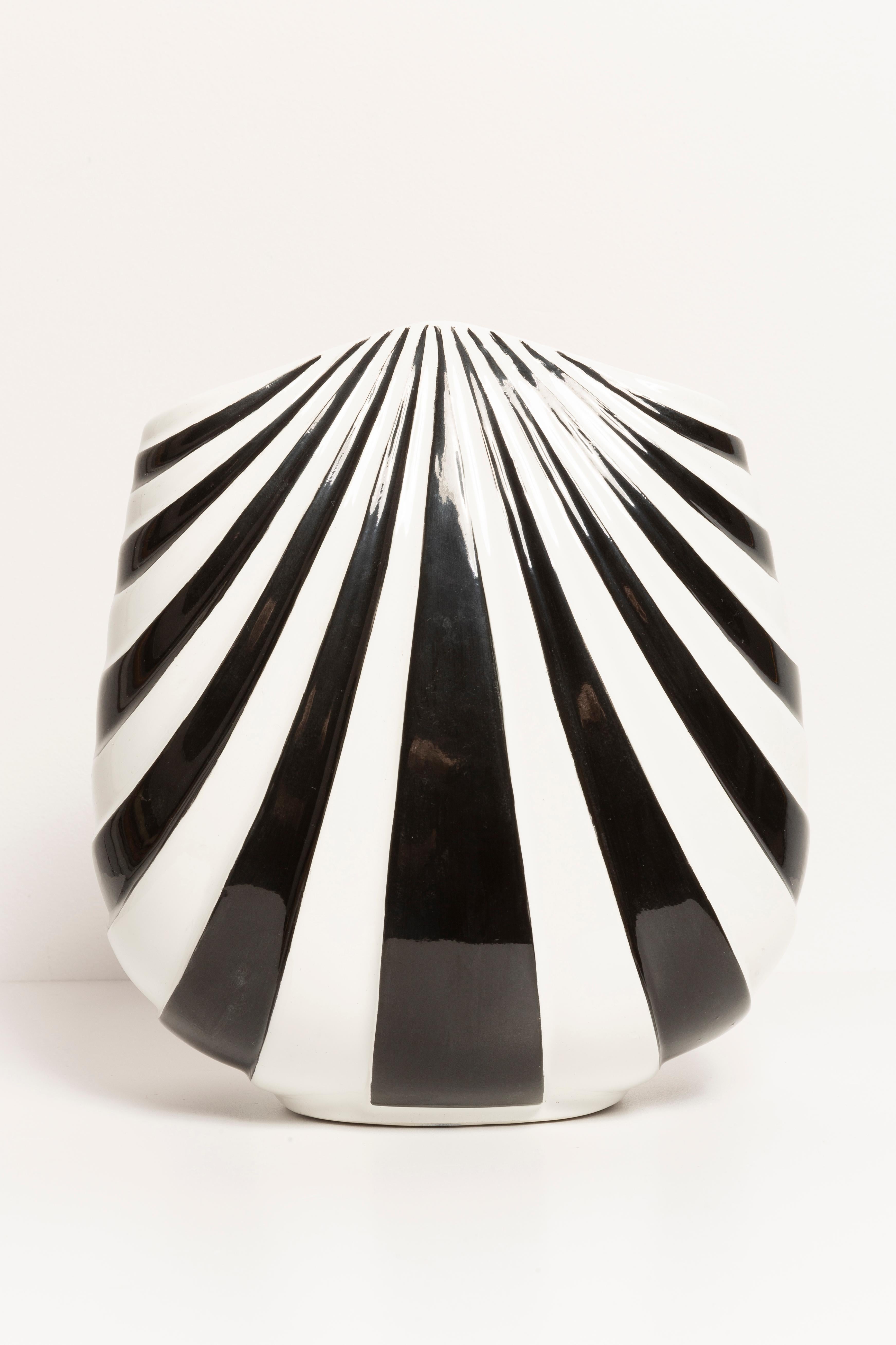 Czech Unique Hand Painted Black and White Vase, 20th Century, Europe, 2000s For Sale