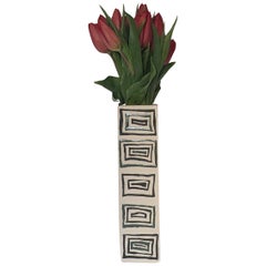 Unique Hand-painted Ceramic Vase (Dancing Squares) by James Hicks