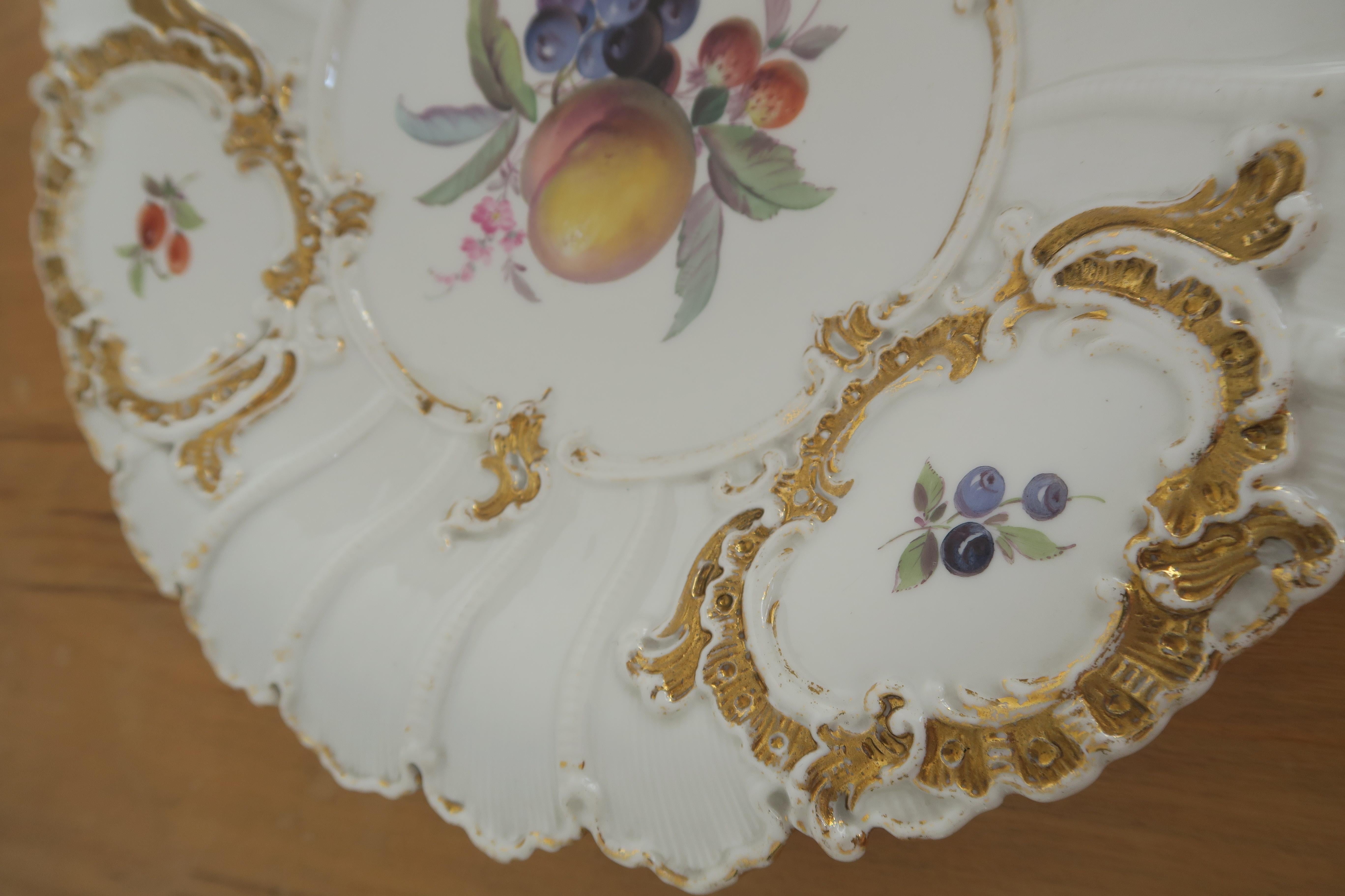 Baroque Revival Unique Hand Painted Fruit Bowl by Porcelain-Manufacture of Meissen