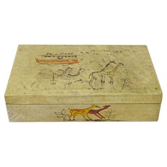Unique Hand-Painted Parchment Box by Richard Dölker Depicting Noah’s Ark, 1930s