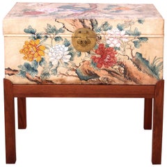 Unique Hand Painted Parchment Chest Attributed to Estrid Ericson, 1940s