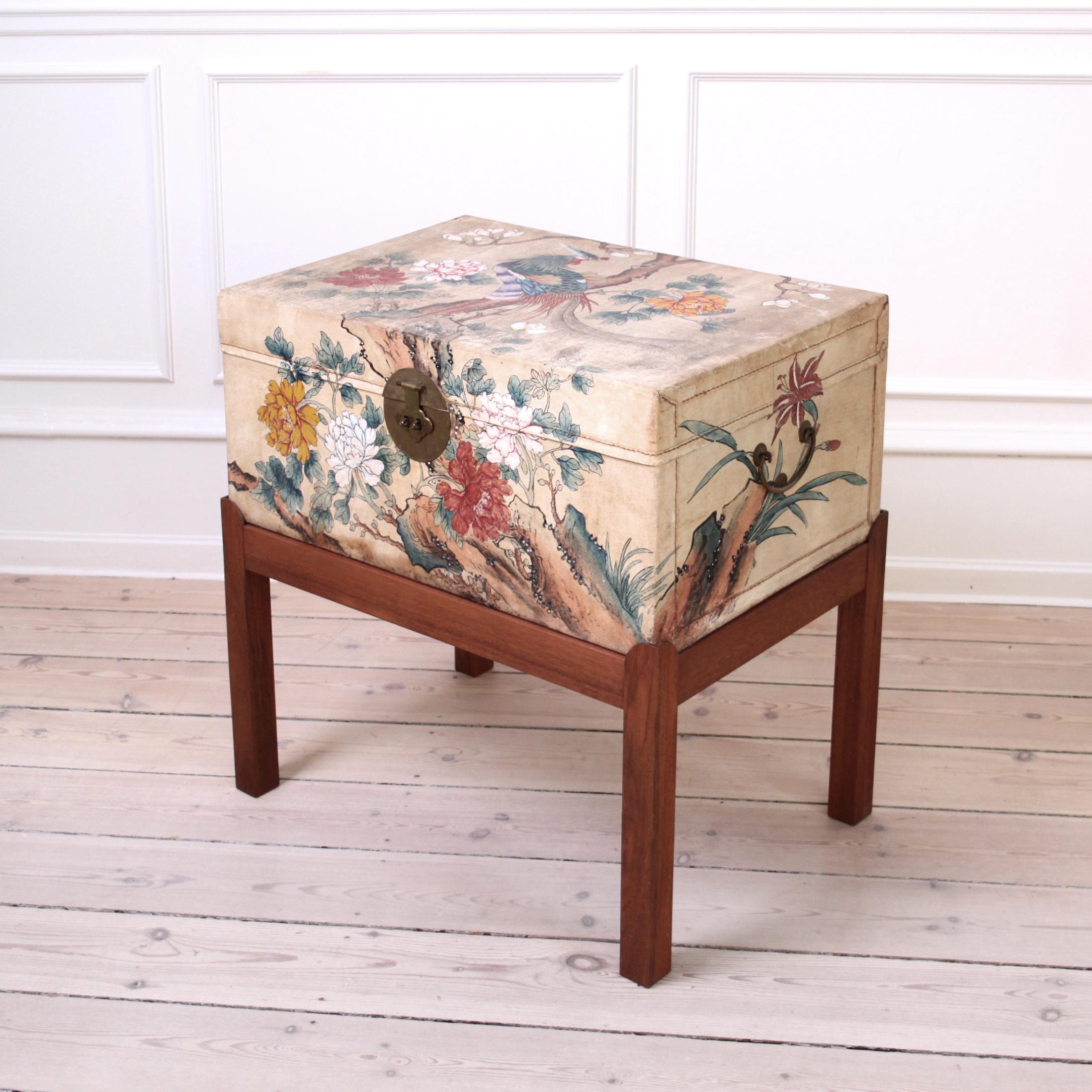 Unique-hand painted parchment chest attributed to Estrid Ericson for Svenskt Tenn, Sweden, Mid-Century Modern design

A unique parchment and brass chest by Estrid Ericsson for Svenskt Tenn, circa 1940s.

The parchment is hand painted with flowers