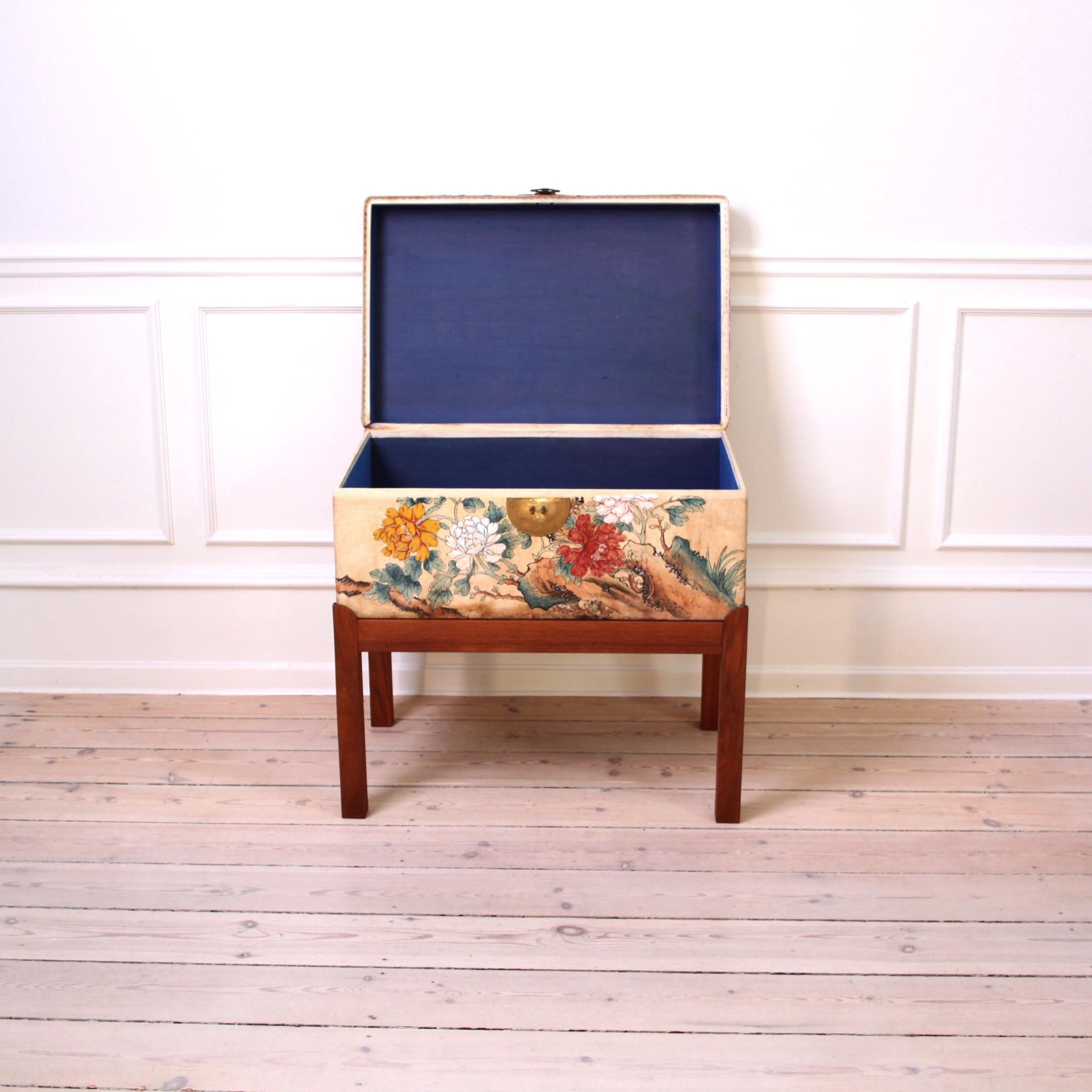 20th Century Unique Hand Painted Parchment Chest Attributed to Estrid Ericson, 1940s