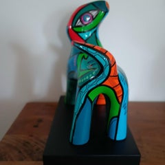 Unique Hand-Painted Polyester Dog Sculpture by Marianne Naerebout, Signed, The N