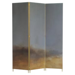 Paravento unico dipinto a mano con ottone scultoreo di Jan Garncarek