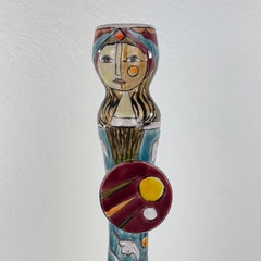 Unique Hand-Painted Soliflore Vase by Elio Schiavon, Italy, 1960s