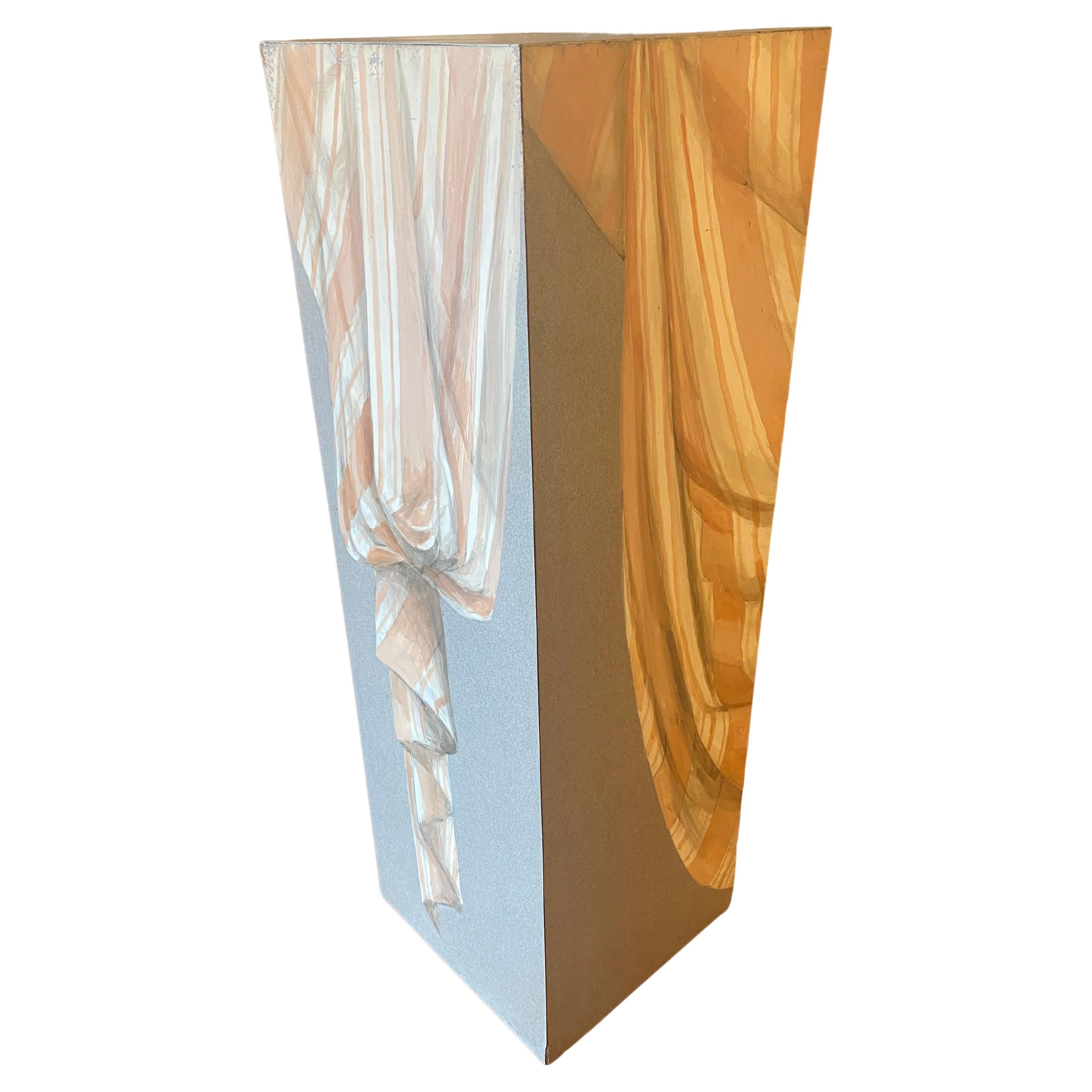Unique Hand-painted Trompe l'œil Drapery Design Pedestal For Sale