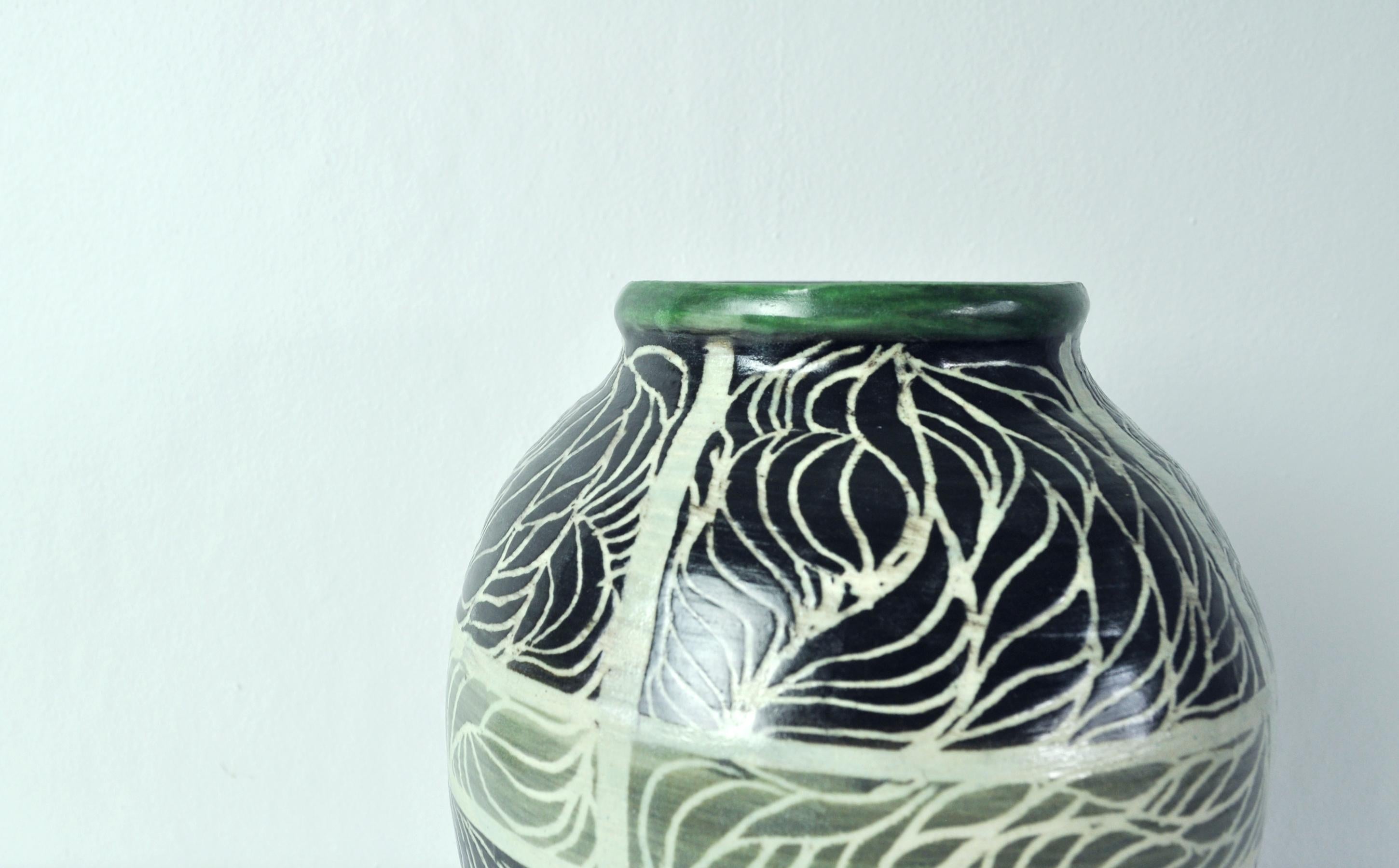 Unique Hand-Thrown and Hand-Glazed Danish Ceramic Vase For Sale 1
