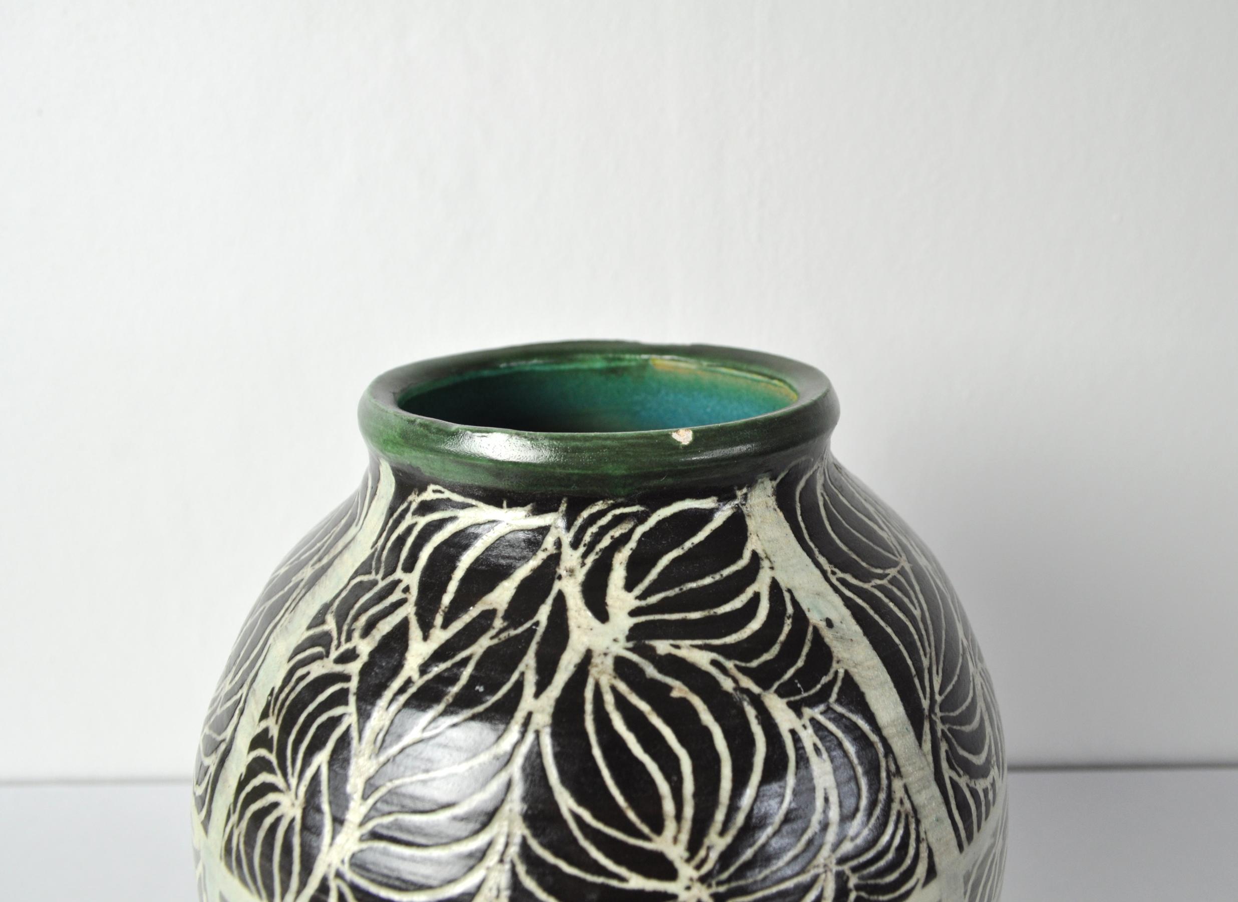 Unique Hand-Thrown and Hand-Glazed Danish Ceramic Vase For Sale 3