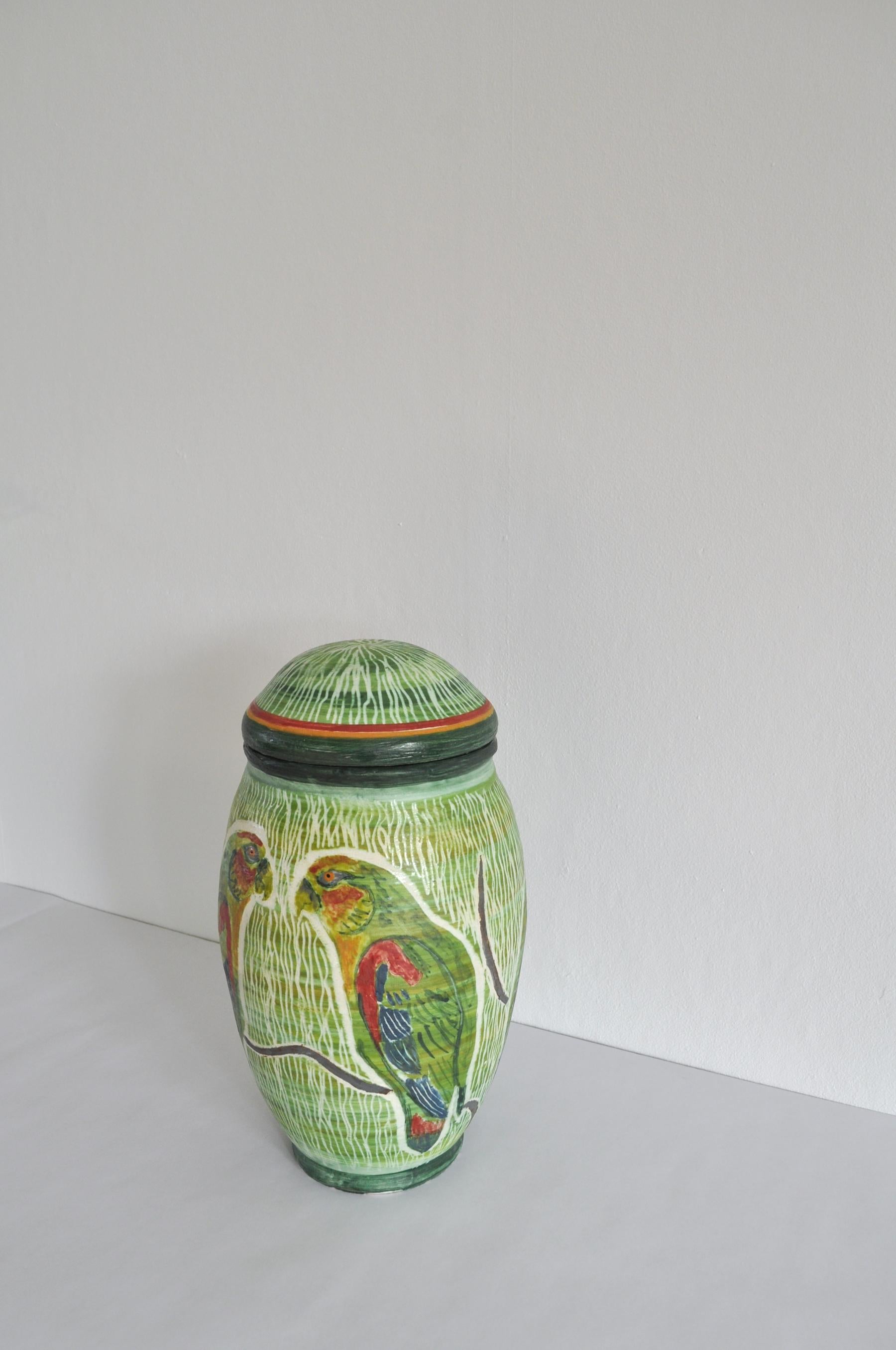 Contemporary Unique Hand-Thrown and Hand-Glazed Danish Ceramic Vase or Jar For Sale