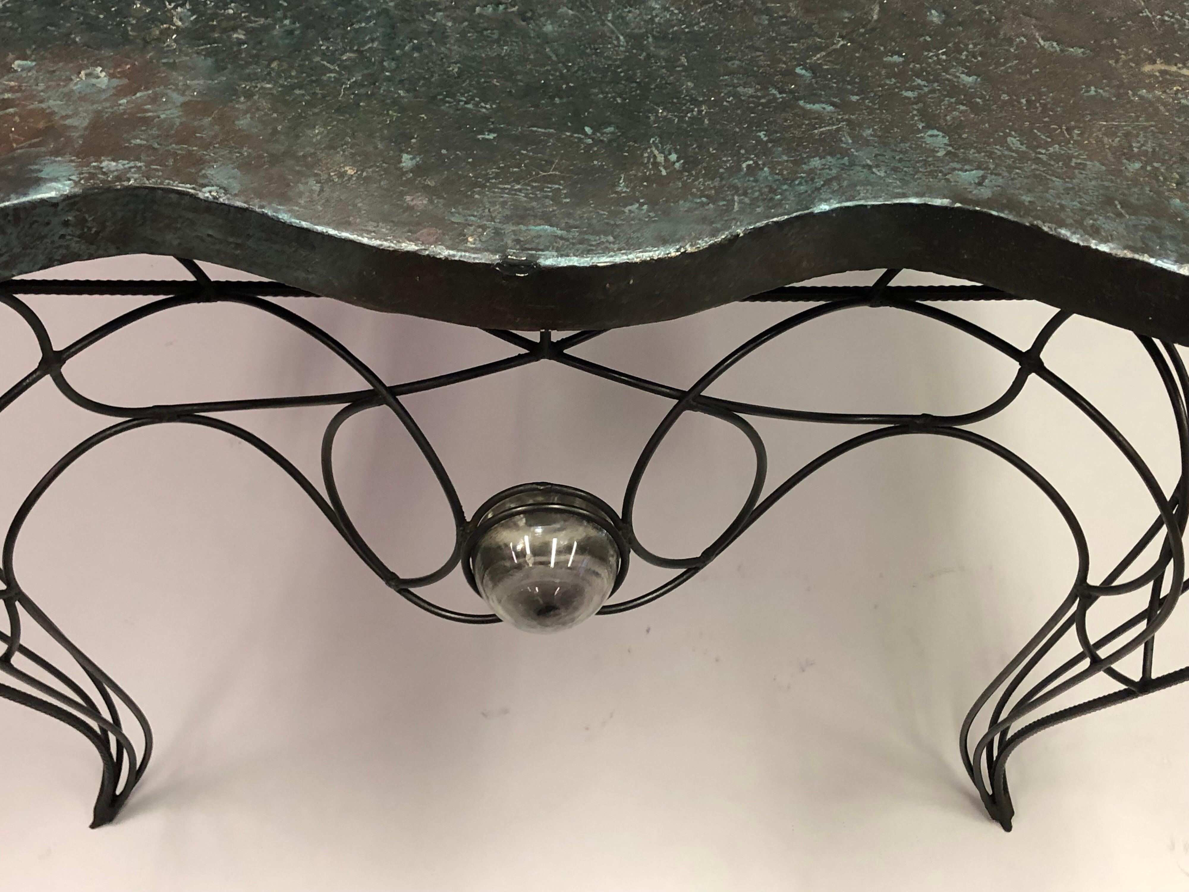 Unique Handwrought Iron & Crystal Center or Dining Table by Andre Dubreuil, 1986 In Good Condition For Sale In New York, NY
