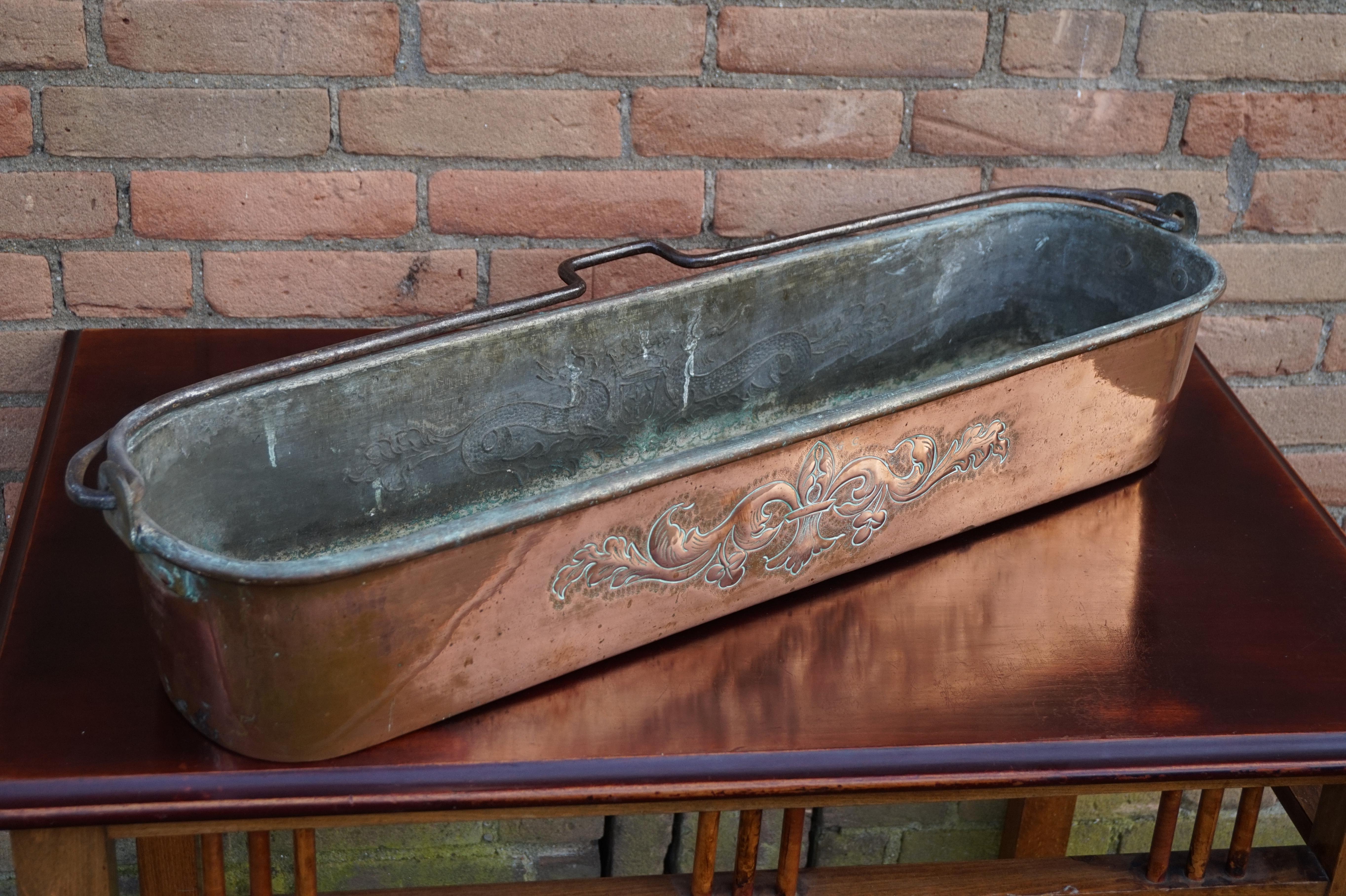 Unique Handcrafted Antique Copper Kitchen Pan for Cooking Fish, Eal, Pike Etc 11