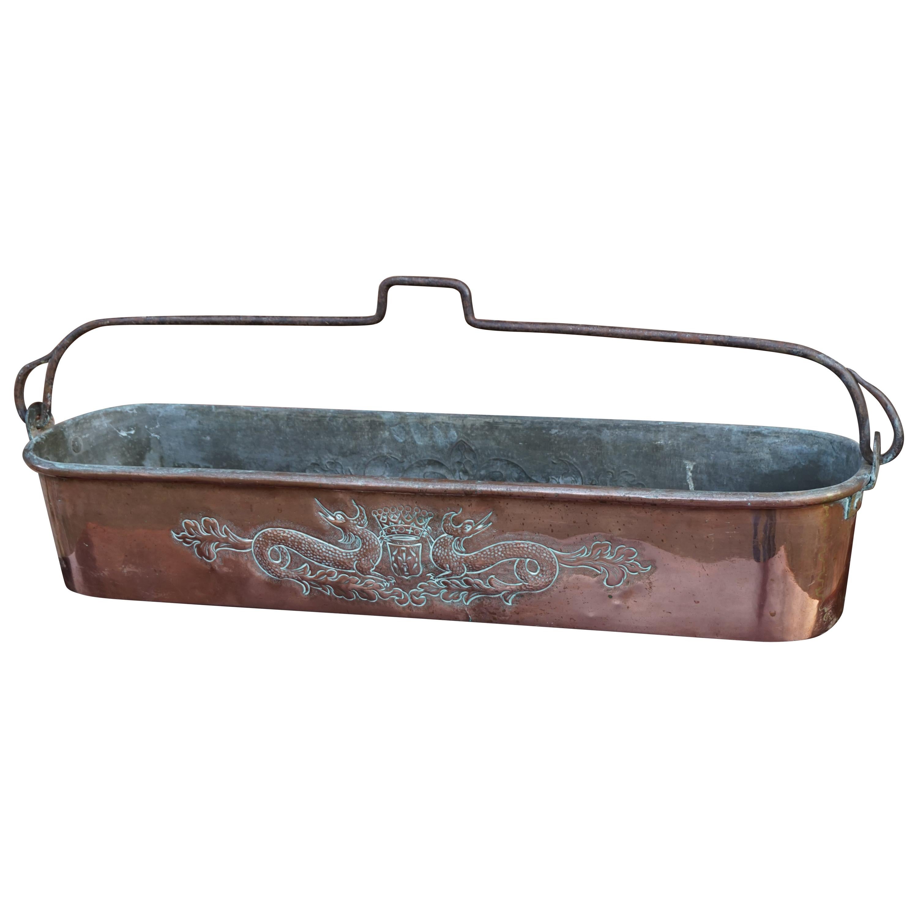 Unique Handcrafted Antique Copper Kitchen Pan for Cooking Fish, Eal, Pike Etc