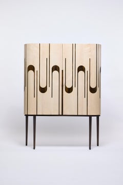 Unique Handcrafted Brass Wood Marquetry CABINET À SECRET II, Reda Amalou Design