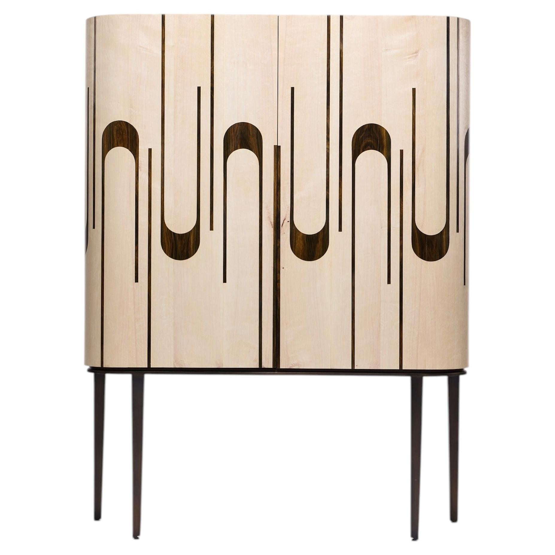 Esclusivo CABINET À SECRET II in ottone e intarsio in legno, realizzato a mano, design di Reda Amalou