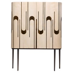 Unique Handcrafted Brass Wood Marquetry CABINET À SECRET II, Reda Amalou Design