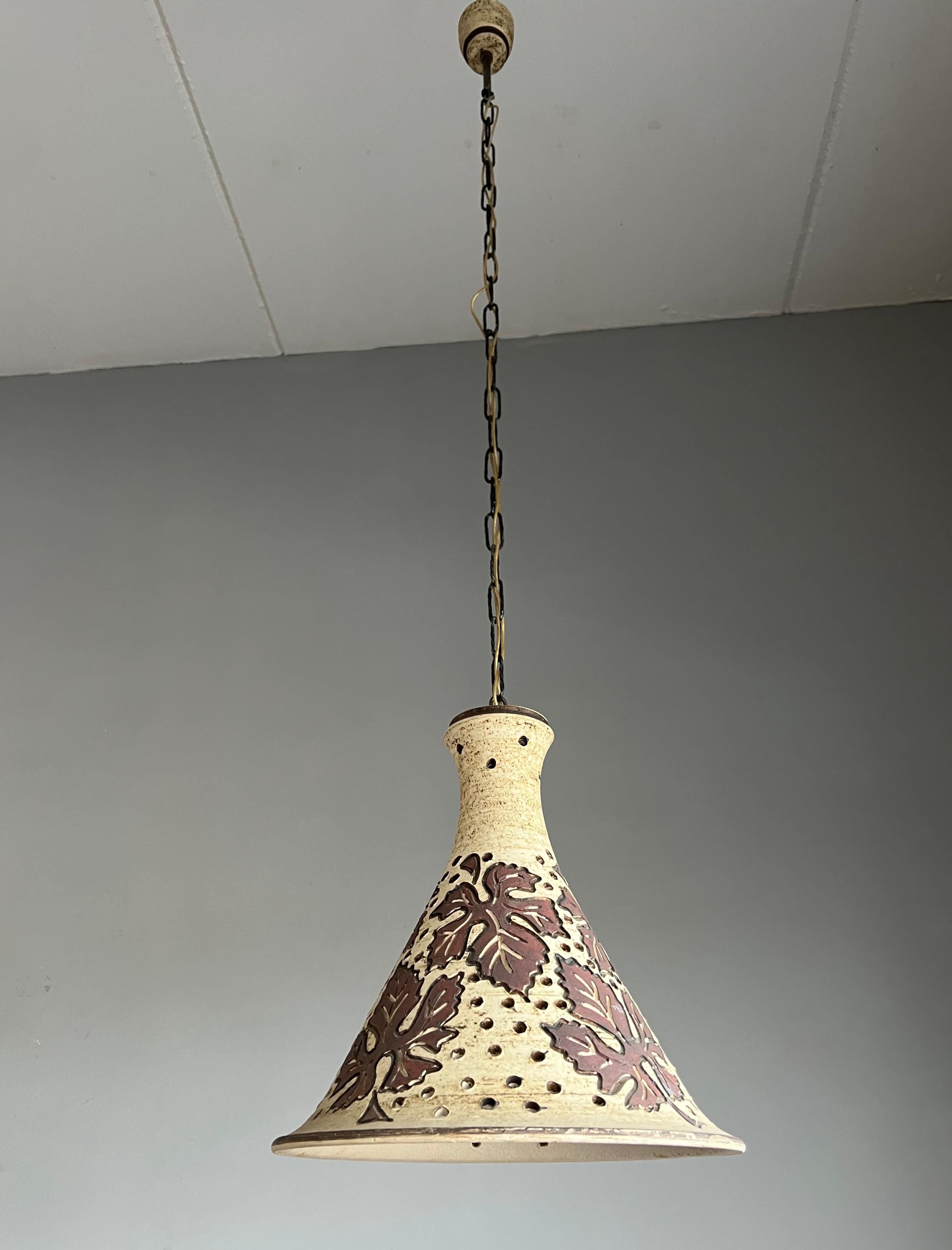 Mid-Century Modern Unique Handcrafted Danish Ceramic Pendant Jette Hellerøe Light Fixture, 1970s For Sale