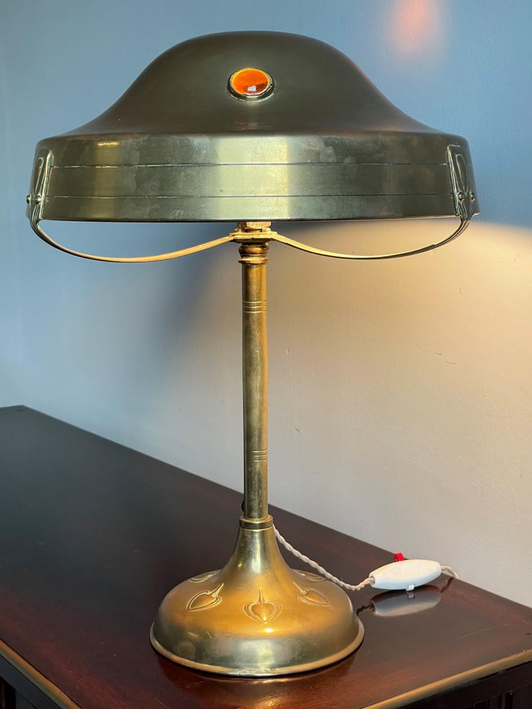 Unique Handcrafted Early 1900s Arts and Crafts Stylized Tree Table and Desk Lamp For Sale 3