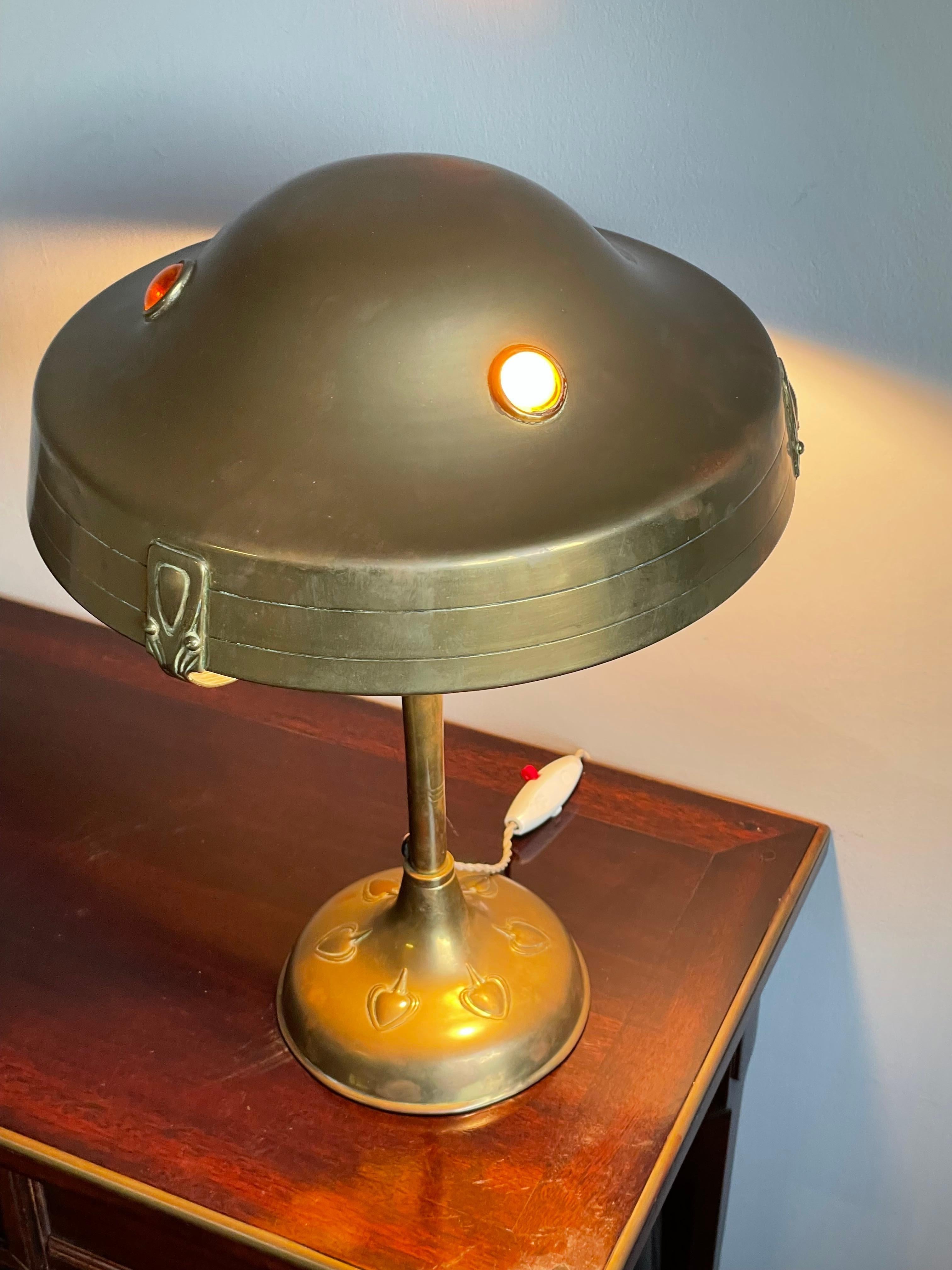Unique Handcrafted Early 1900s Arts and Crafts Stylized Tree Table and Desk Lamp 9