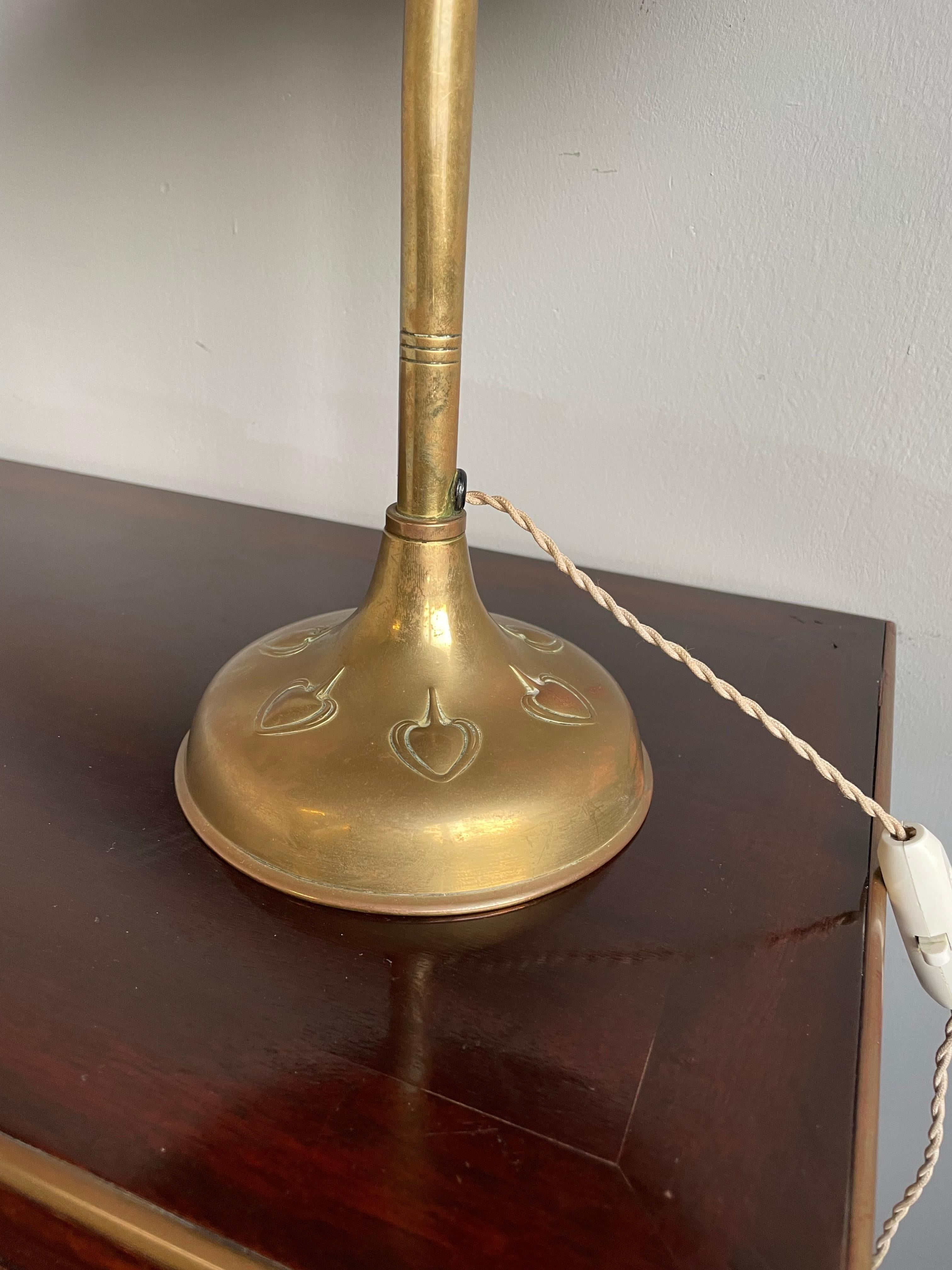 Unique Handcrafted Early 1900s Arts and Crafts Stylized Tree Table and Desk Lamp In Good Condition In Lisse, NL