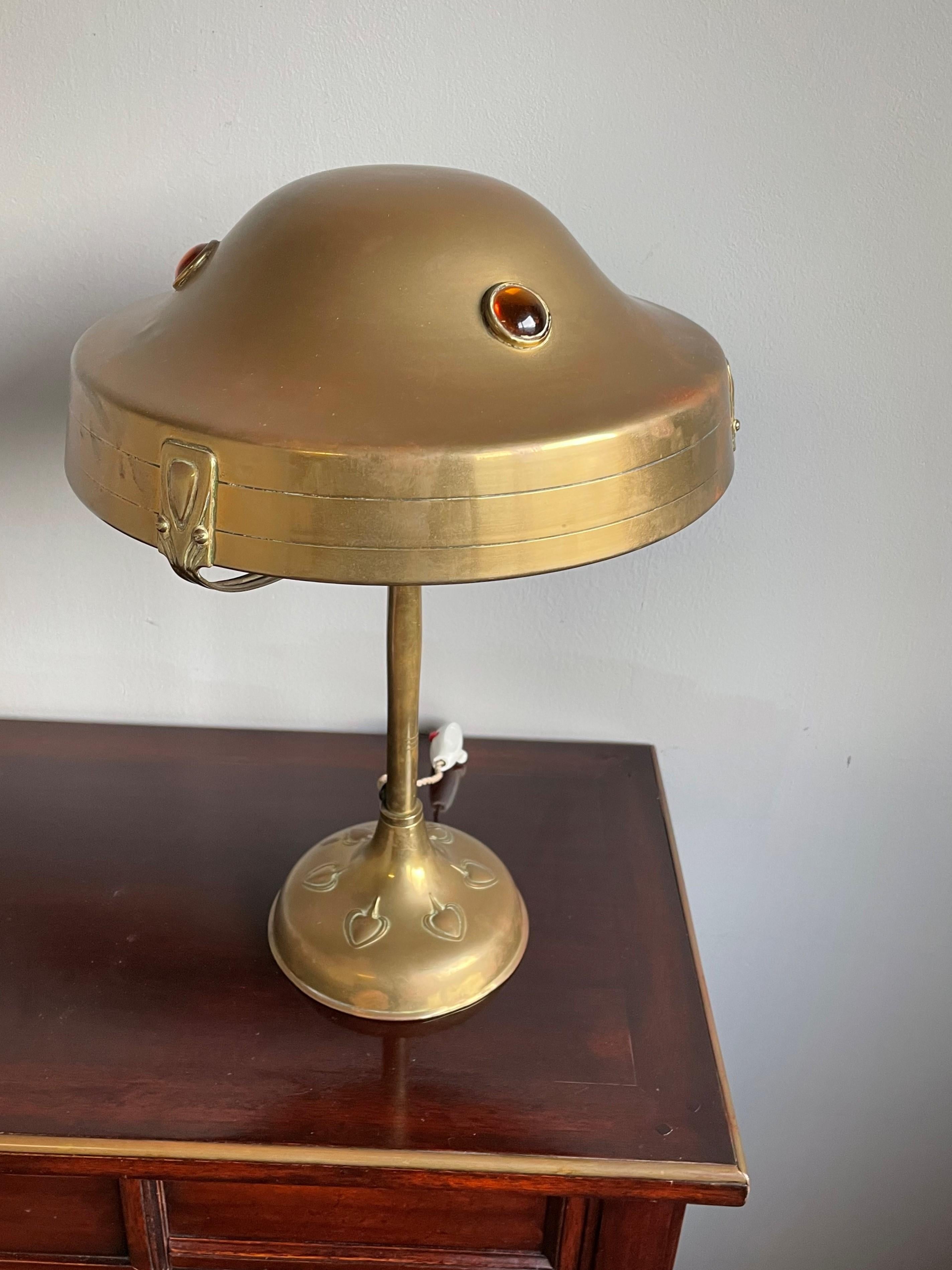 Unique Handcrafted Early 1900s Arts and Crafts Stylized Tree Table and Desk Lamp 1