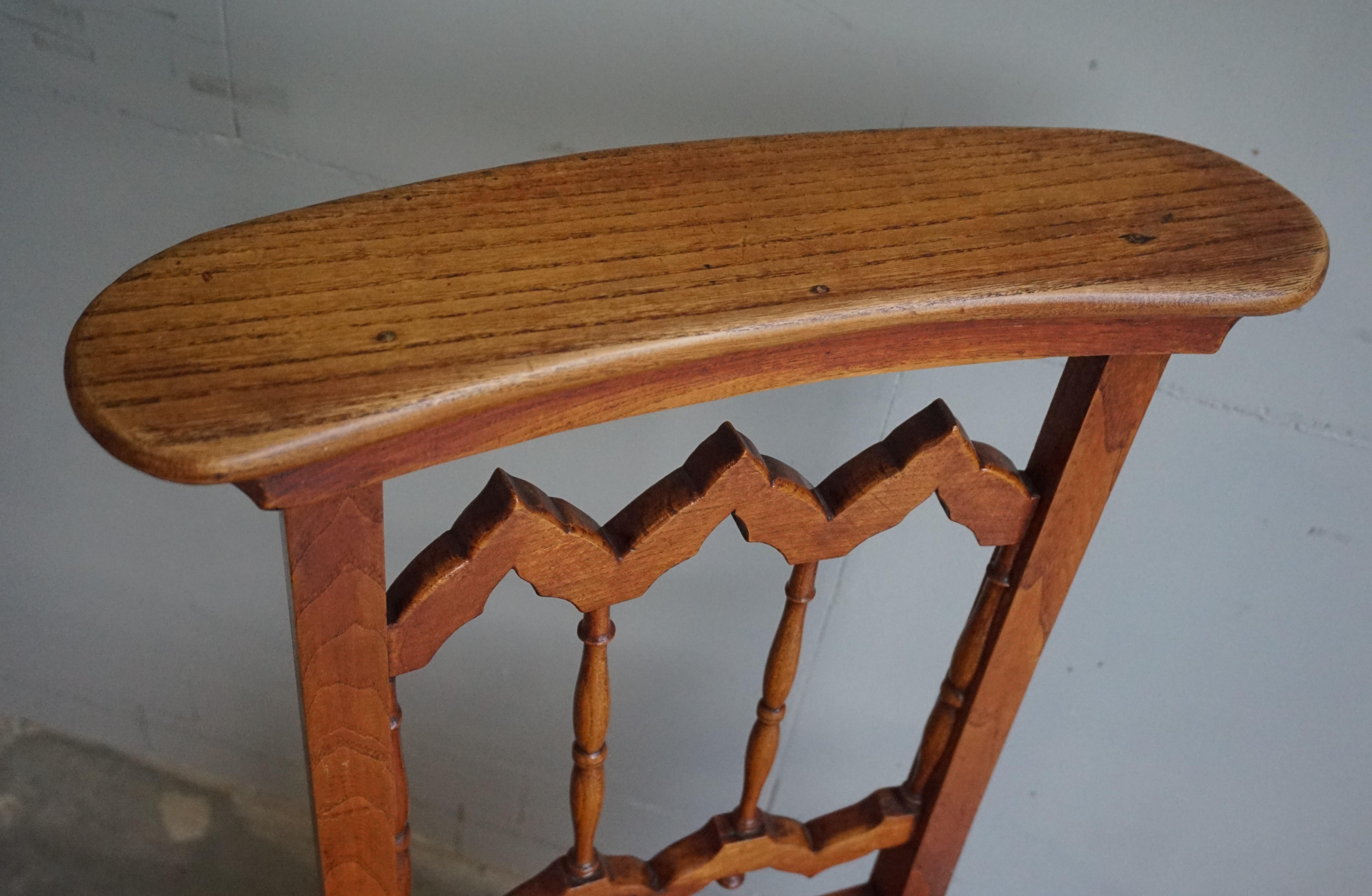Unique Handcrafted Elmwood Gothic Revival Monastery Library Step / Reading Chair For Sale 9
