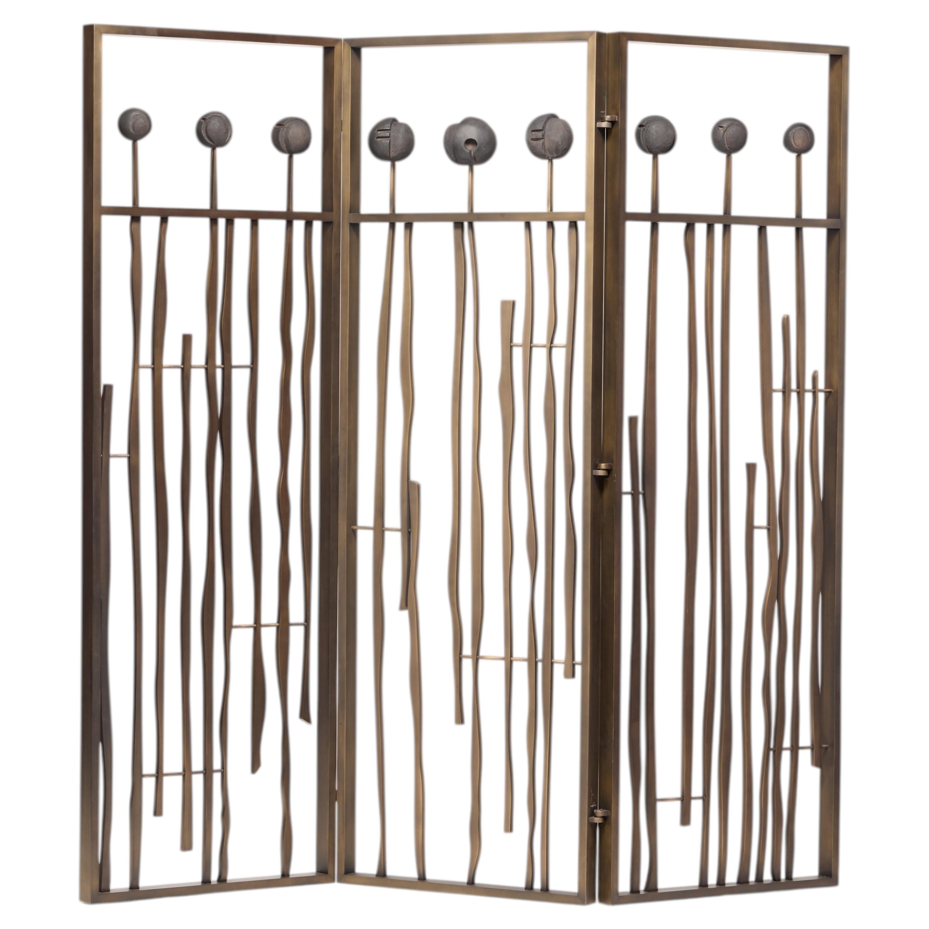Unique Handcrafted PARAVENT ADAMA Bronze Stoneware Screen By Reda Amalou Design