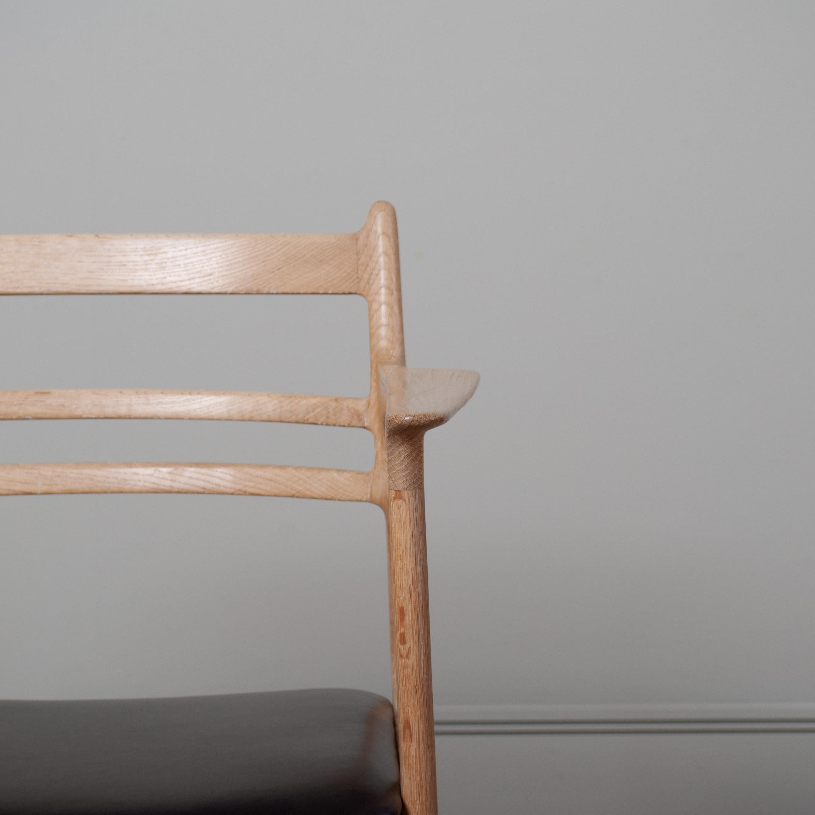 Hand-Crafted Handcrafted Scandinavian Oak & Leather Chair